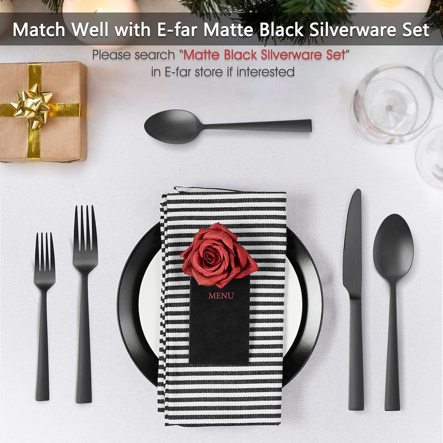 imageEfar Matte Black Dinner Spoons Set of 12 79 Inch Stainless Steel Soup Spoons Tablespoons for Home Kitchen or Restaurant Squared Edge amp Dishwasher Safe79 InchesBlack