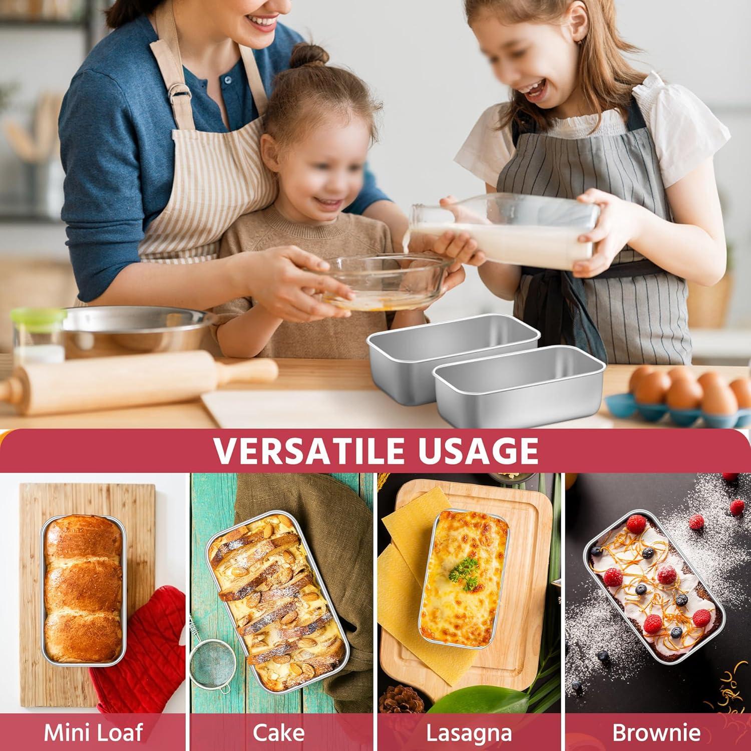 imageEfar Mini Loaf Pan Set of 4 Small Stainless Steel Bread Baking Pans for Oven 63 x 35 Inch Tiny Meatloaf Pans for Homemade Bread Pound Cake Brownies Nontoxic amp Dishwasher SafeSet of 10