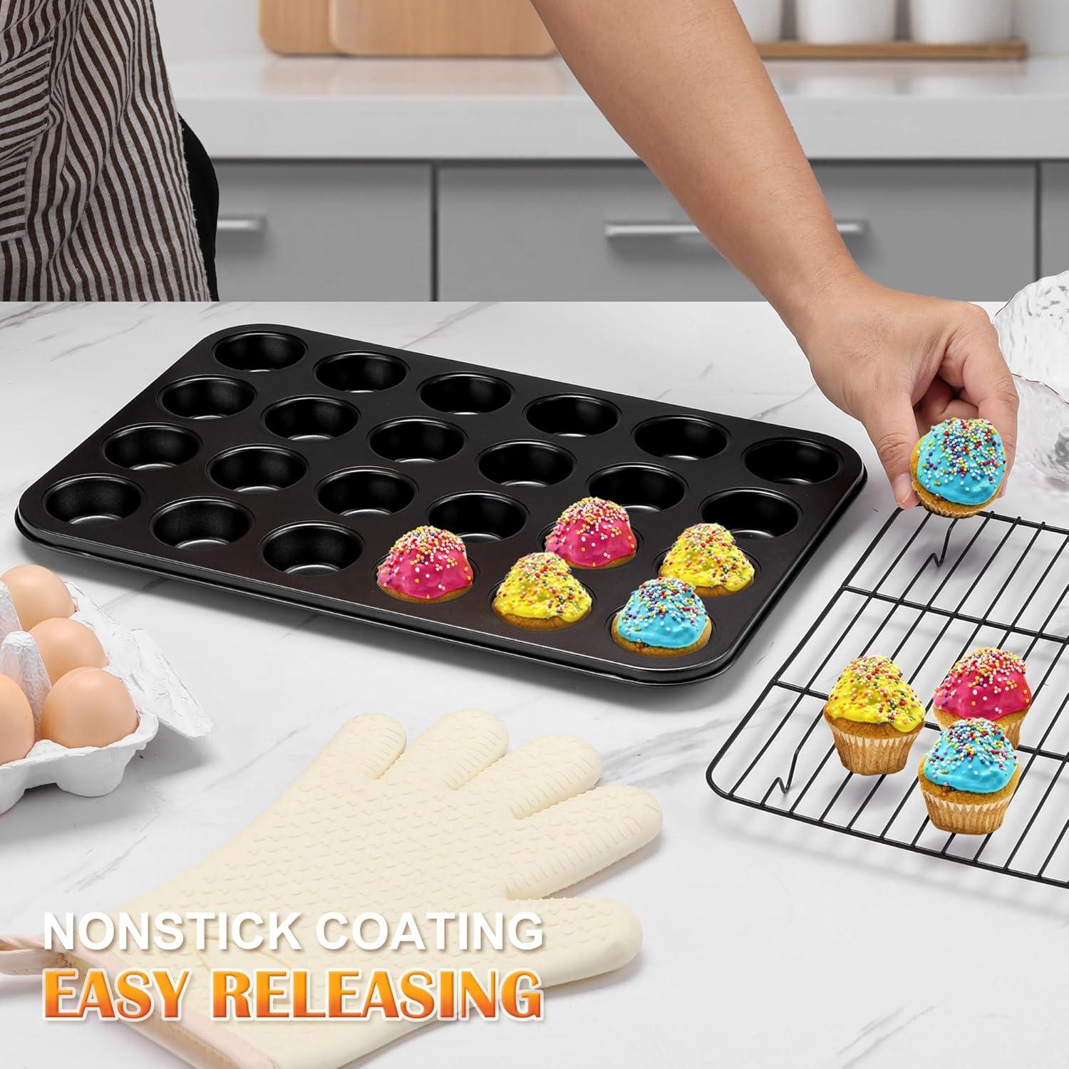 imageEfar Mini Muffin Pan 24Cup Nonstick Carbon Steel Cupcake Tin for Perfect Mini Muffins amp Cupcakes WarpFree for Even Baking amp Easy Release Oven amp Dishwasher Safe1