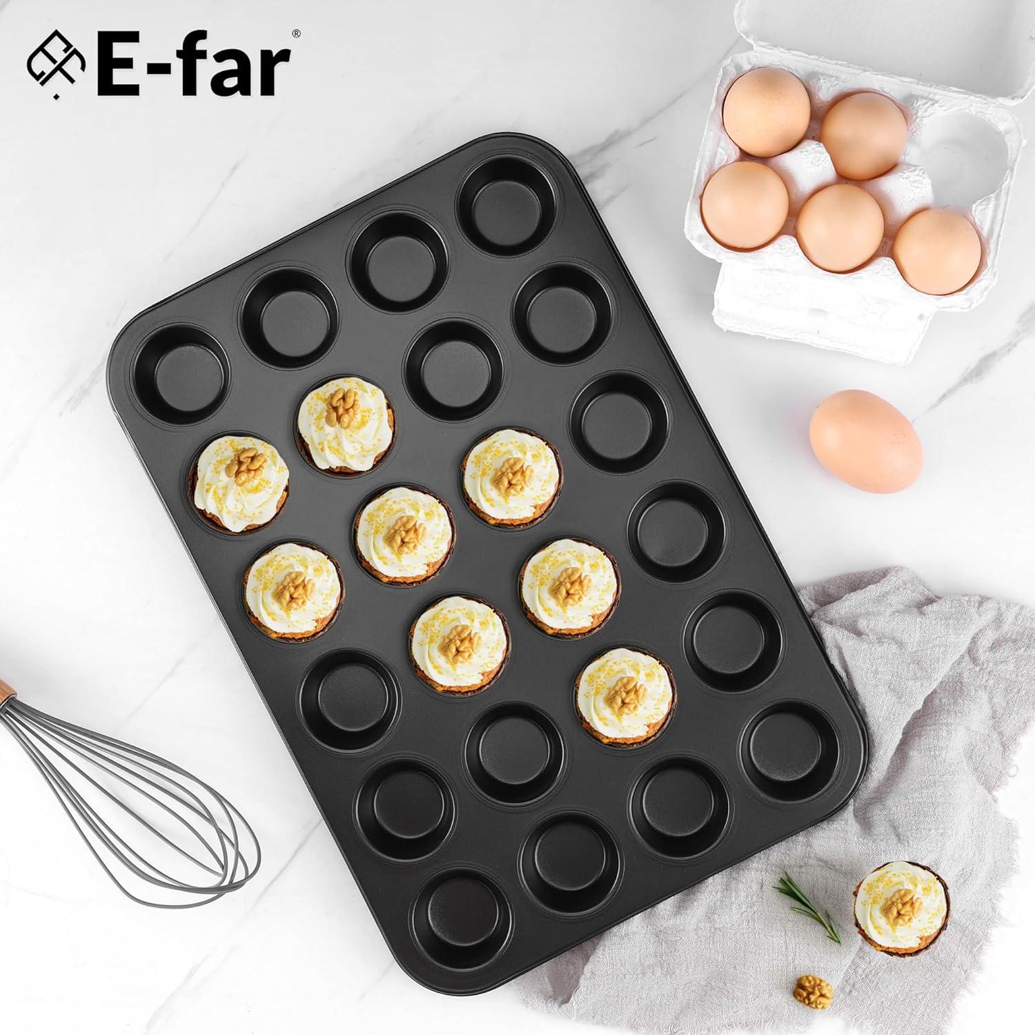 imageEfar Mini Muffin Pan 24Cup Nonstick Carbon Steel Cupcake Tin for Perfect Mini Muffins amp Cupcakes WarpFree for Even Baking amp Easy Release Oven amp Dishwasher Safe4