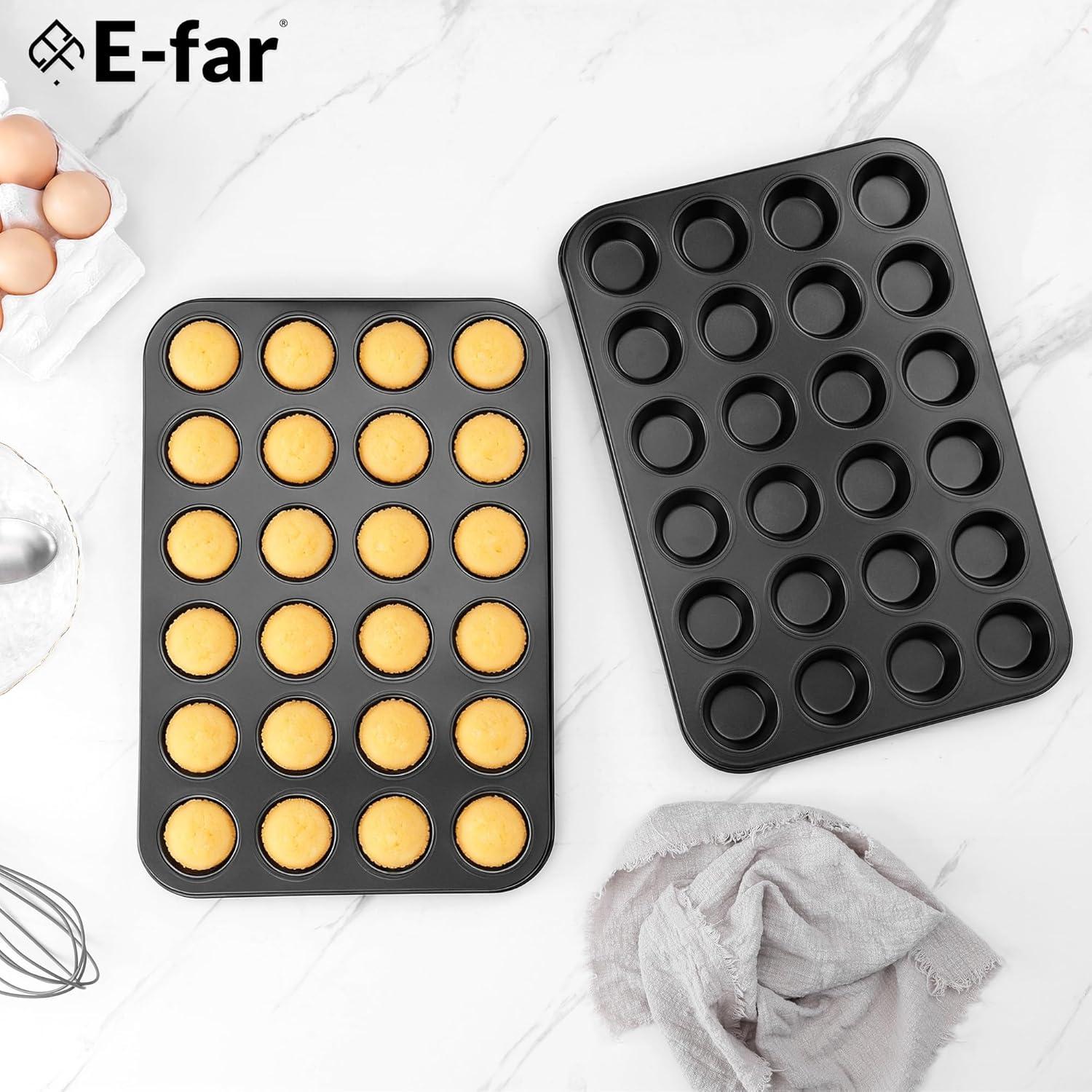 imageEfar Mini Muffin Pan 24Cup Nonstick Carbon Steel Cupcake Tin for Perfect Mini Muffins amp Cupcakes WarpFree for Even Baking amp Easy Release Oven amp Dishwasher Safe2