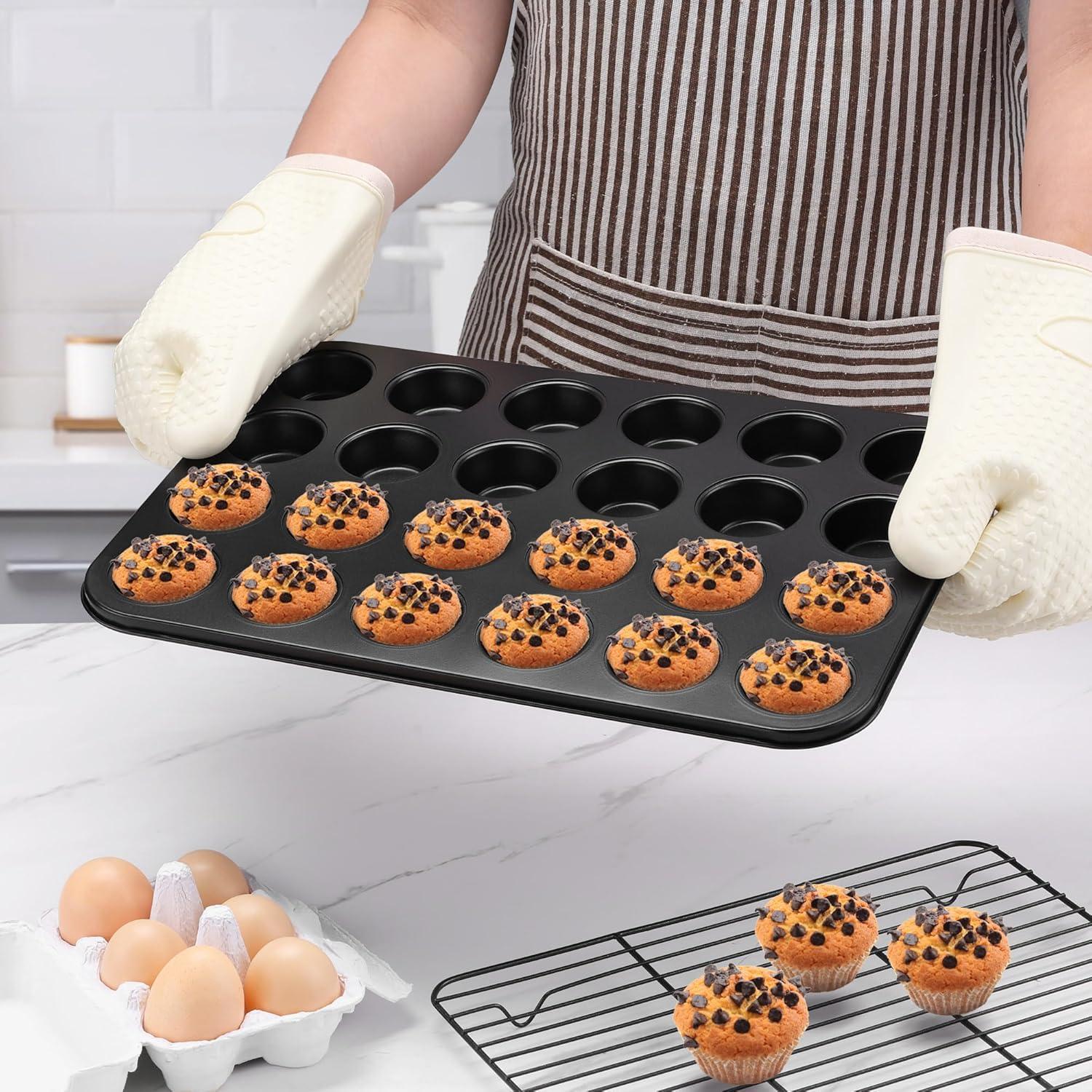 imageEfar Mini Muffin Pan 24Cup Nonstick Carbon Steel Cupcake Tin for Perfect Mini Muffins amp Cupcakes WarpFree for Even Baking amp Easy Release Oven amp Dishwasher Safe4