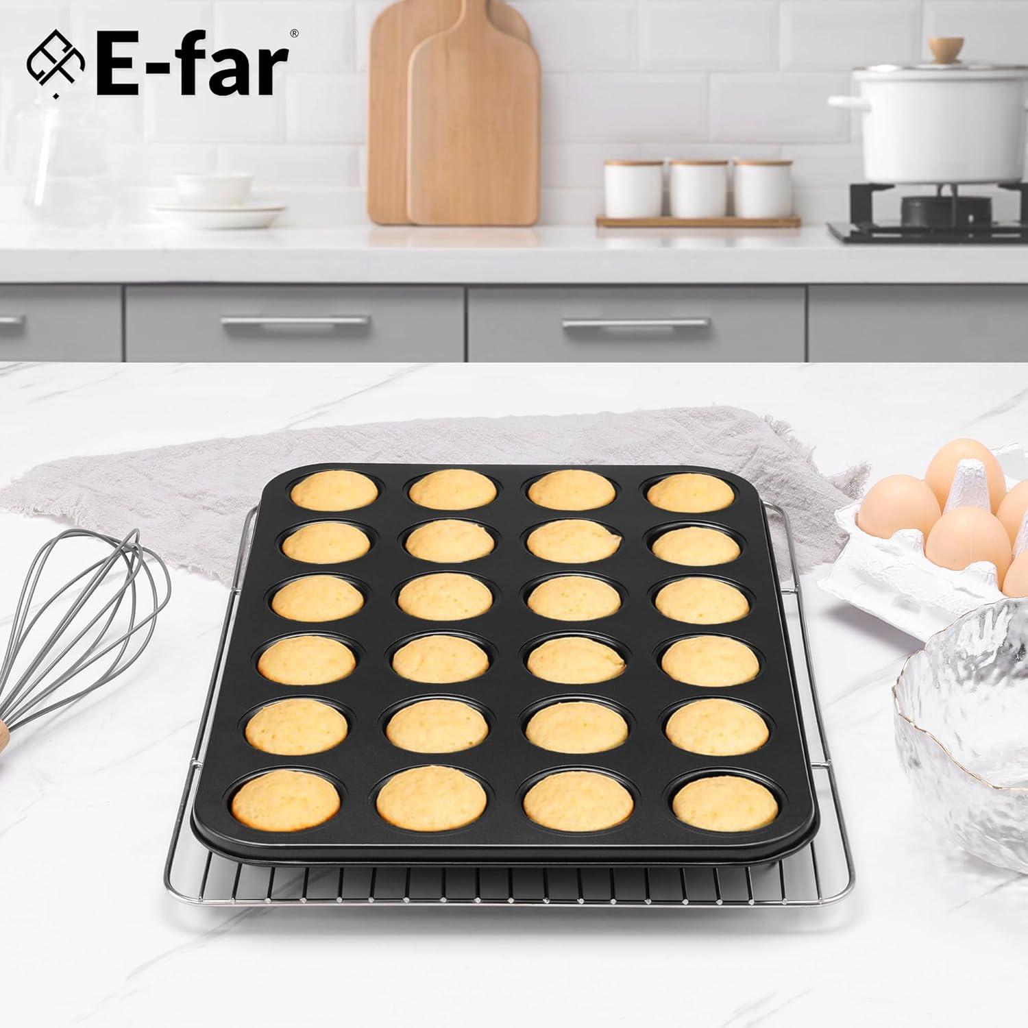 imageEfar Mini Muffin Pan 24Cup Nonstick Carbon Steel Cupcake Tin for Perfect Mini Muffins amp Cupcakes WarpFree for Even Baking amp Easy Release Oven amp Dishwasher Safe1