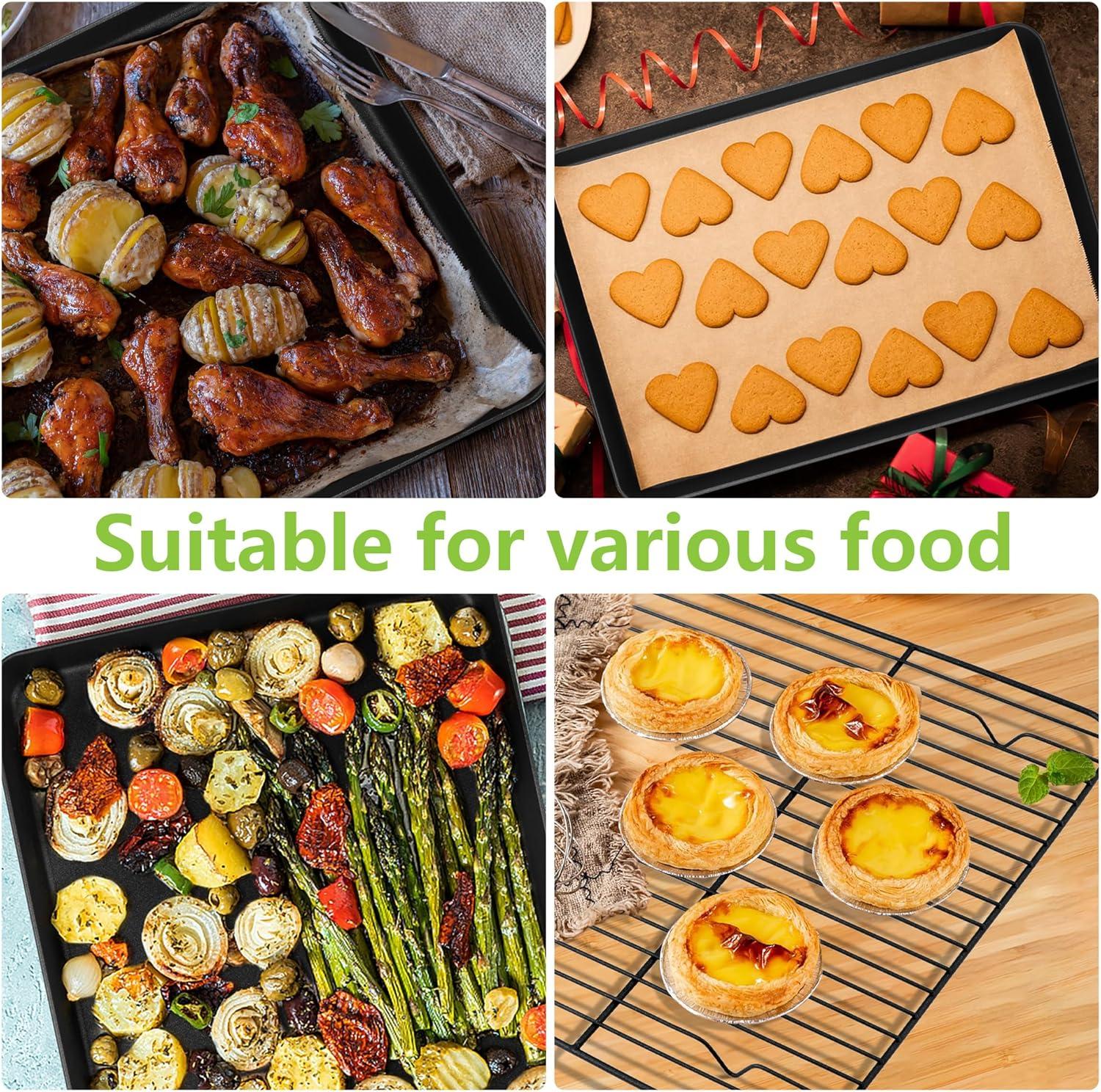 imageEfar Nonstick Baking Sheet with Rack Set 16 x 12 x 1 Inch Cookie Sheet Baking Pan with Cooling Rack for Oven Commercial Grade amp NonToxic Easy to Clean125 x 95 inch