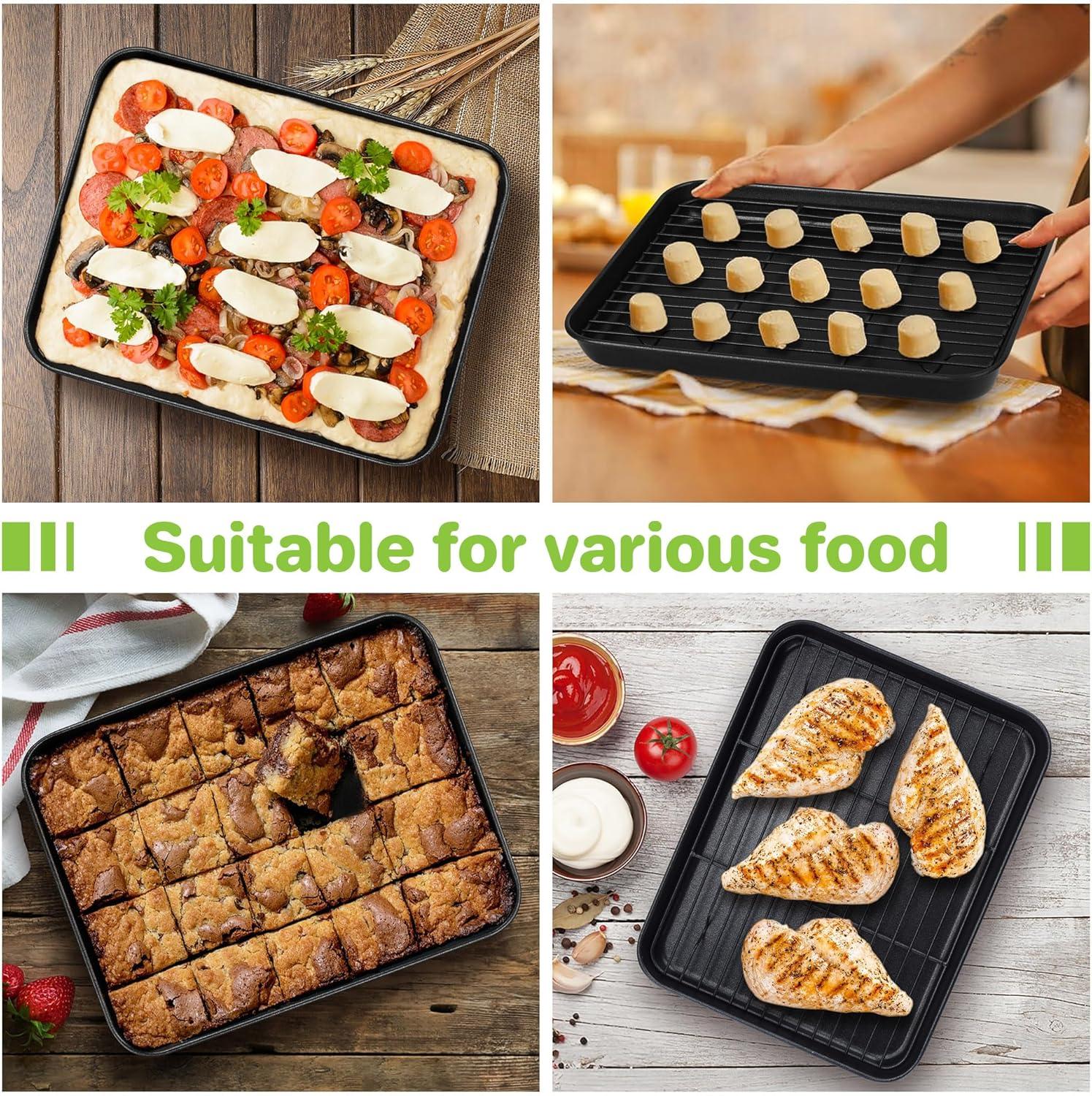imageEfar Nonstick Baking Sheet with Rack Set 16 x 12 x 1 Inch Cookie Sheet Baking Pan with Cooling Rack for Oven Commercial Grade amp NonToxic Easy to Clean105 x 8 inch