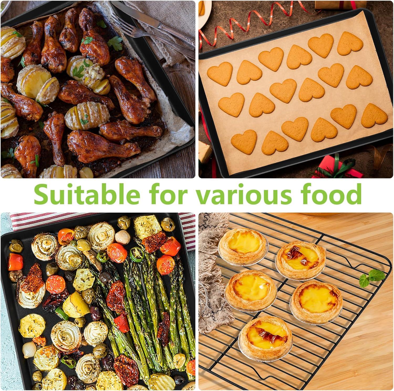 imageEfar Nonstick Baking Sheet with Rack Set 16 x 12 x 1 Inch Cookie Sheet Baking Pan with Cooling Rack for Oven Commercial Grade amp NonToxic Easy to Clean16 x 12 inch