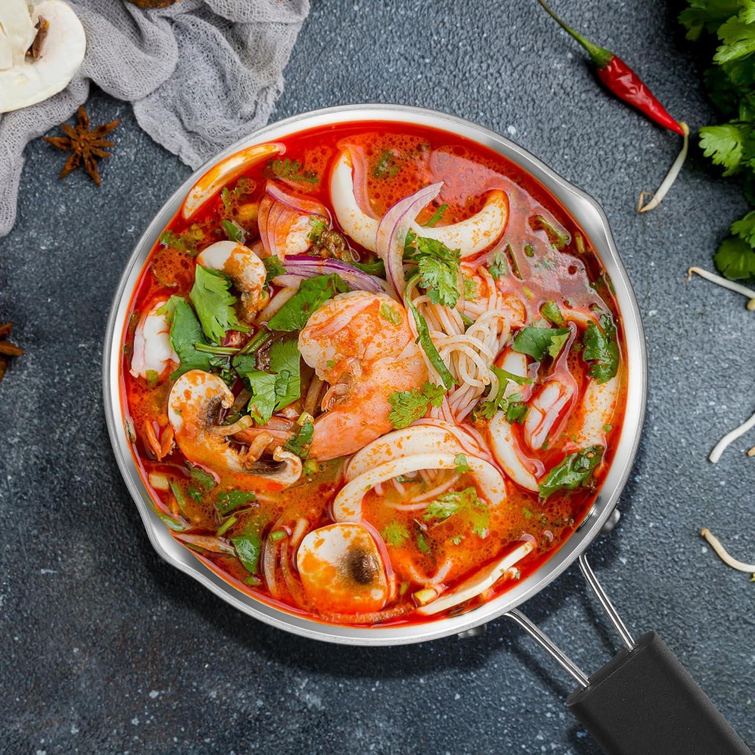 imageEfar Saucepan with Lid Max Capacity 2 Quart Stainless Steel Sauce Pot with Glass Lid for Cooking Easy Clean amp Rust Free Dishwasher SafeTriPly