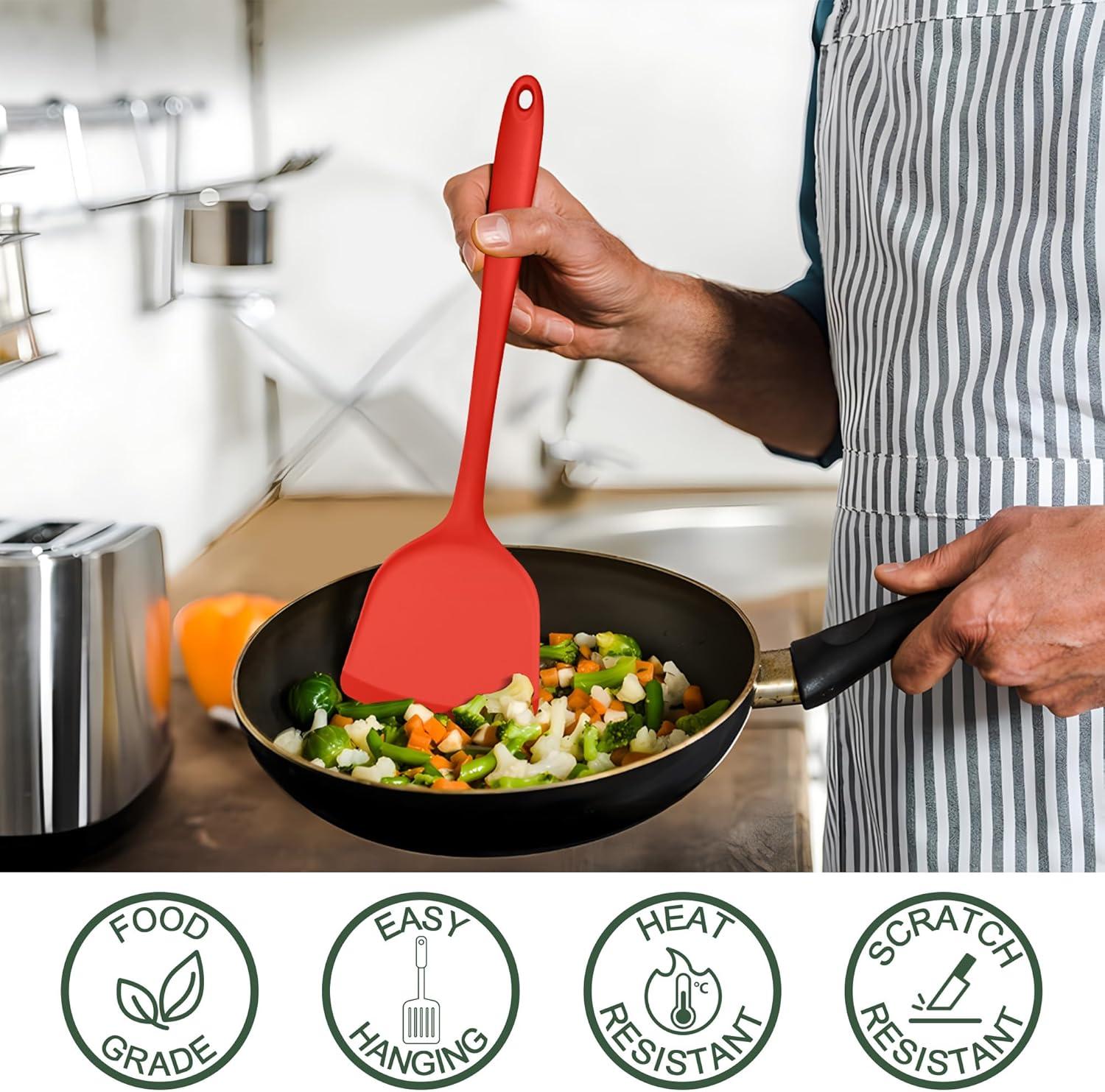 imageEfar Silicone Cooking Utensils Set 25 Piece Kitchen Utensils with Holder Non Toxic Kitchen Tools Spatula Turner Spoon Ladle for Nonstick Cookware Heat Resistant amp Dishwasher Safe BlackRed