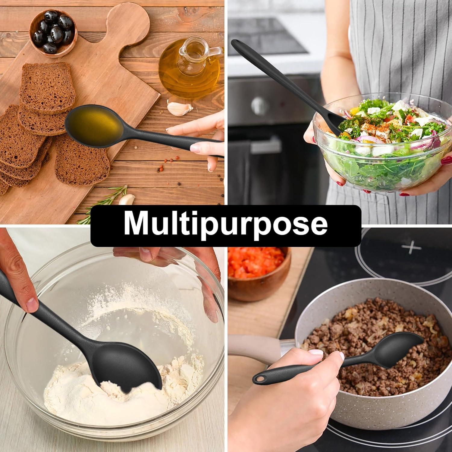 imageEfar Silicone Cooking Utensils Set 25 Piece Kitchen Utensils with Holder Non Toxic Kitchen Tools Spatula Turner Spoon Ladle for Nonstick Cookware Heat Resistant amp Dishwasher Safe BlackBlack