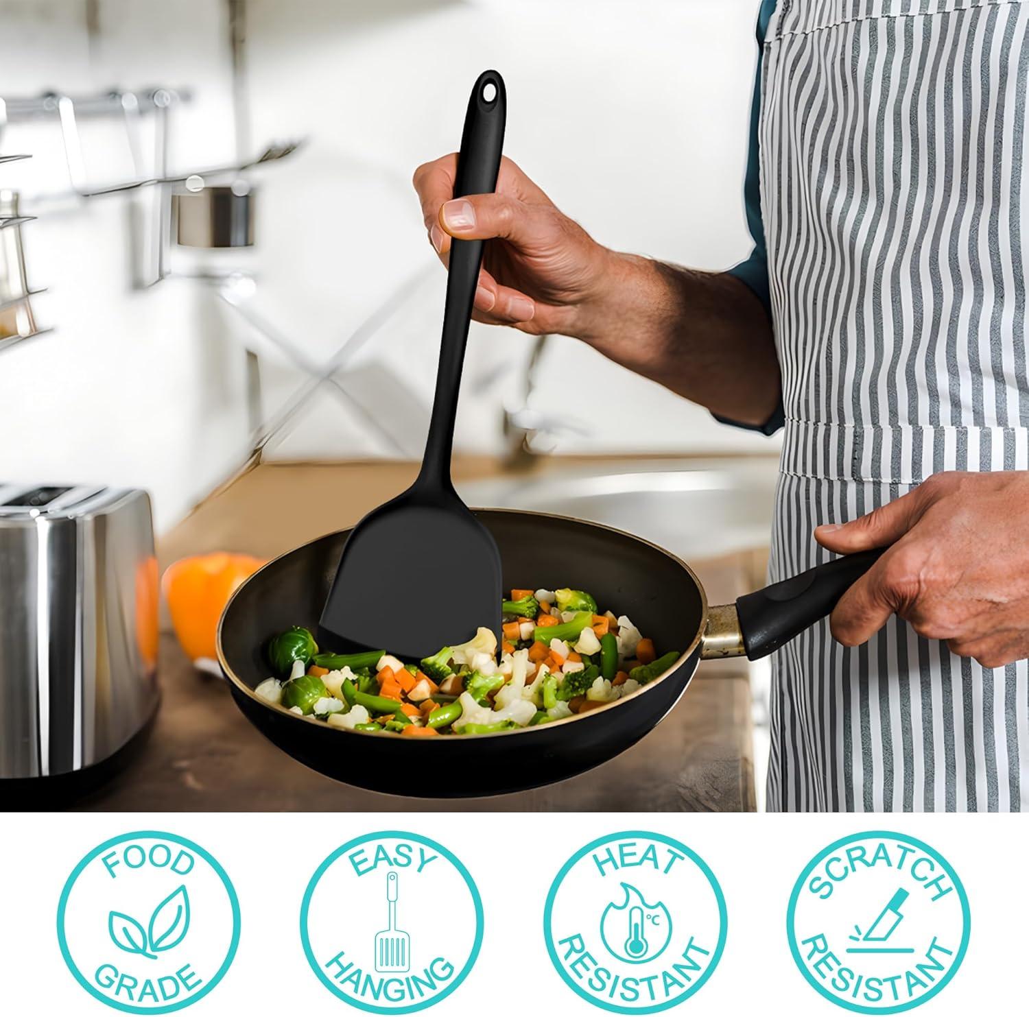 imageEfar Silicone Cooking Utensils Set 25 Piece Kitchen Utensils with Holder Non Toxic Kitchen Tools Spatula Turner Spoon Ladle for Nonstick Cookware Heat Resistant amp Dishwasher Safe BlackBlack