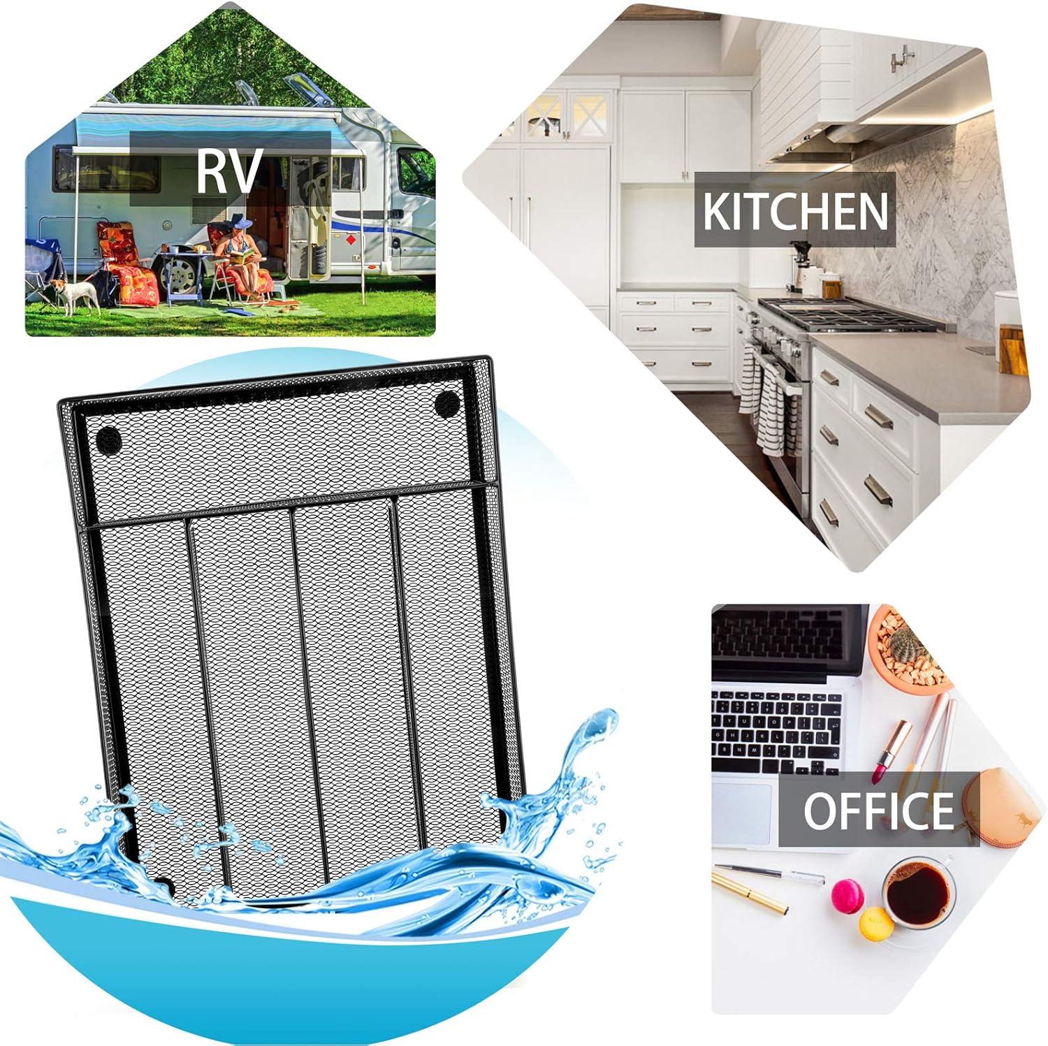 imageEfar Silverware Drawer Organizer Mesh Wire Utensil Tray Drawer Organizer for Kitchen Black Narrow Metal Flatware Cutlery HolderDivider 5 Compartment amp Small Size 125 x 925InchMetal