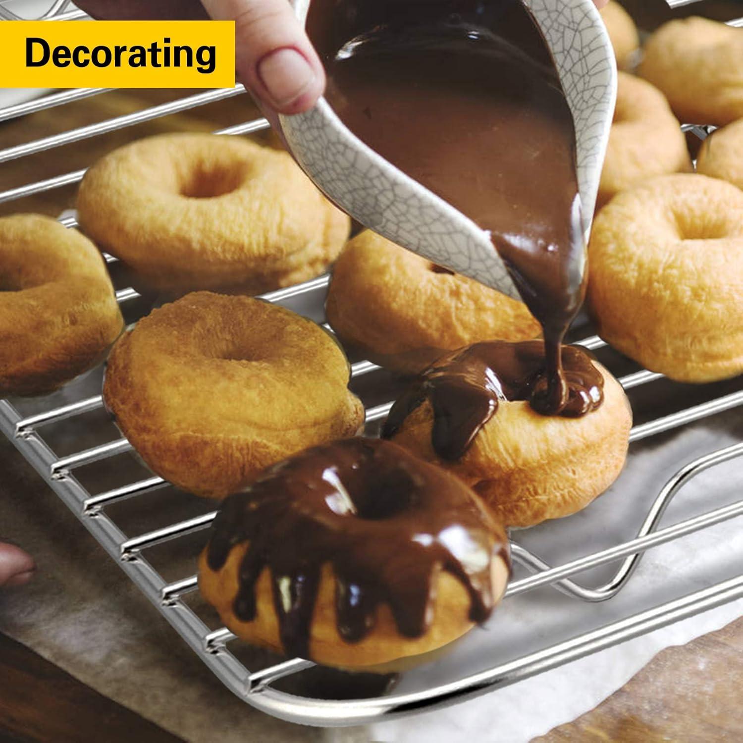 imageEfar Small Baking Cooling Rack Set of 2 Stainless Steel Metal Roasting Cooking Racks Size 97x73 Non Toxic amp Rust Free Fit for Toaster Oven Dishwasher Safe153x1125