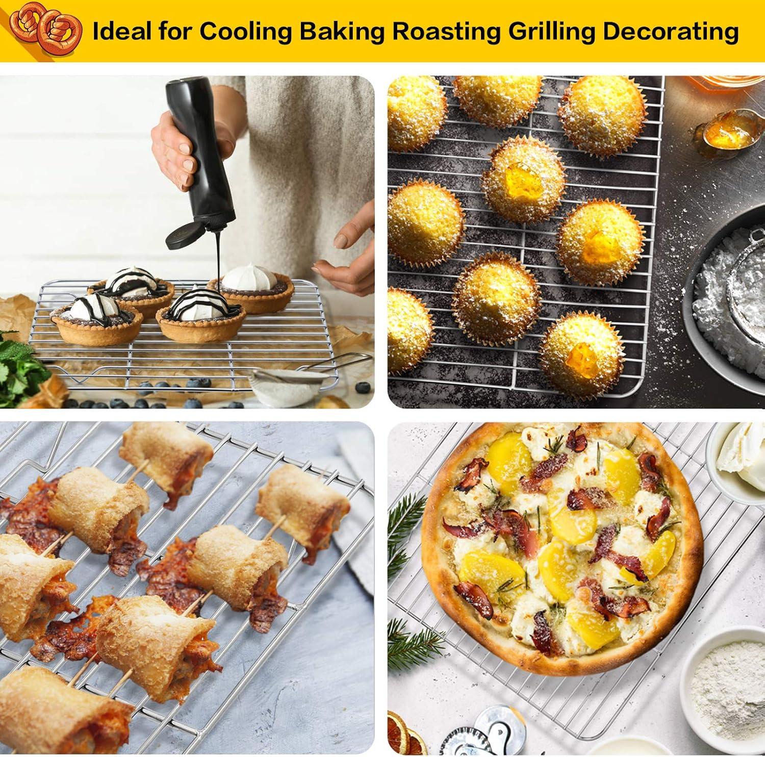 imageEfar Small Baking Cooling Rack Set of 2 Stainless Steel Metal Roasting Cooking Racks Size 97x73 Non Toxic amp Rust Free Fit for Toaster Oven Dishwasher Safe153x1125