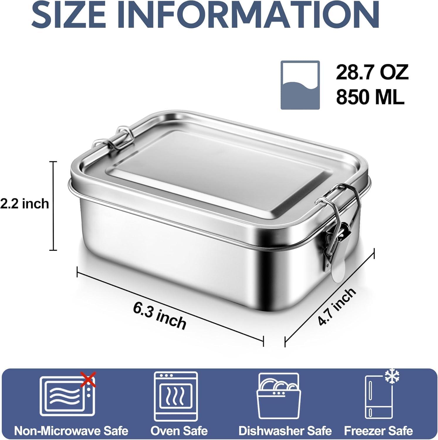 imageEfar Stainless Steel Bento Box Large 1400ml Metal Bento Lunch Box Container 49oz LeakProof Lunch Container with Lids and 2 Removable Dividers Reusable Meal Storage for Camping Picnic Travel Work2