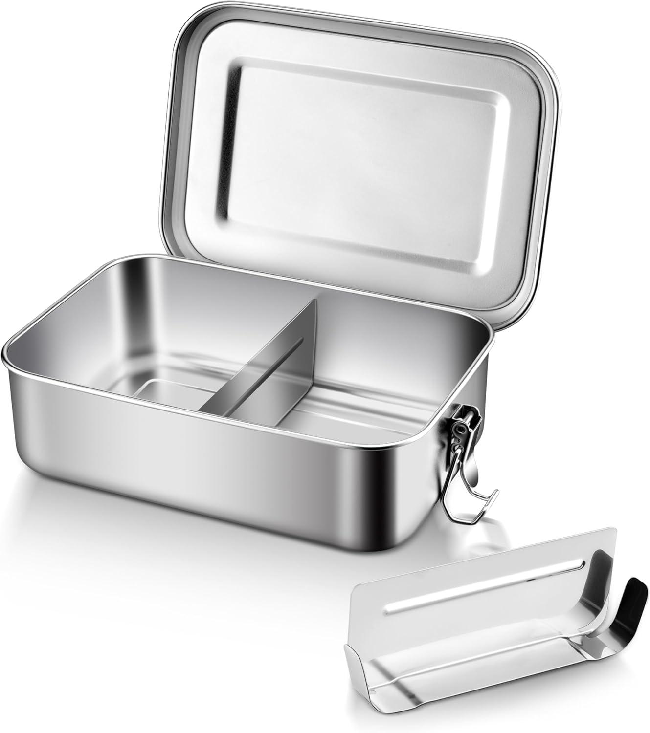 imageEfar Stainless Steel Bento Box Large 1400ml Metal Bento Lunch Box Container 49oz LeakProof Lunch Container with Lids and 2 Removable Dividers Reusable Meal Storage for Camping Picnic Travel Work1