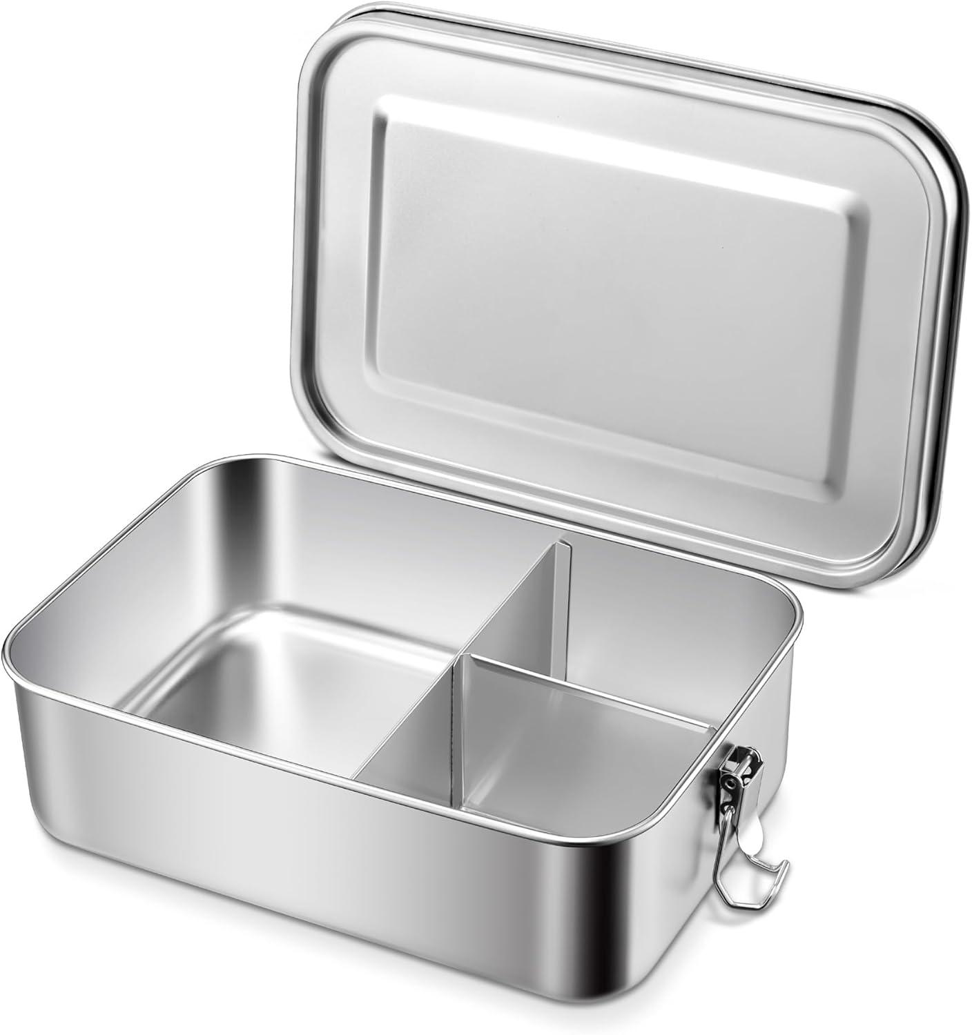imageEfar Stainless Steel Bento Box Large 1400ml Metal Bento Lunch Box Container 49oz LeakProof Lunch Container with Lids and 2 Removable Dividers Reusable Meal Storage for Camping Picnic Travel Work1