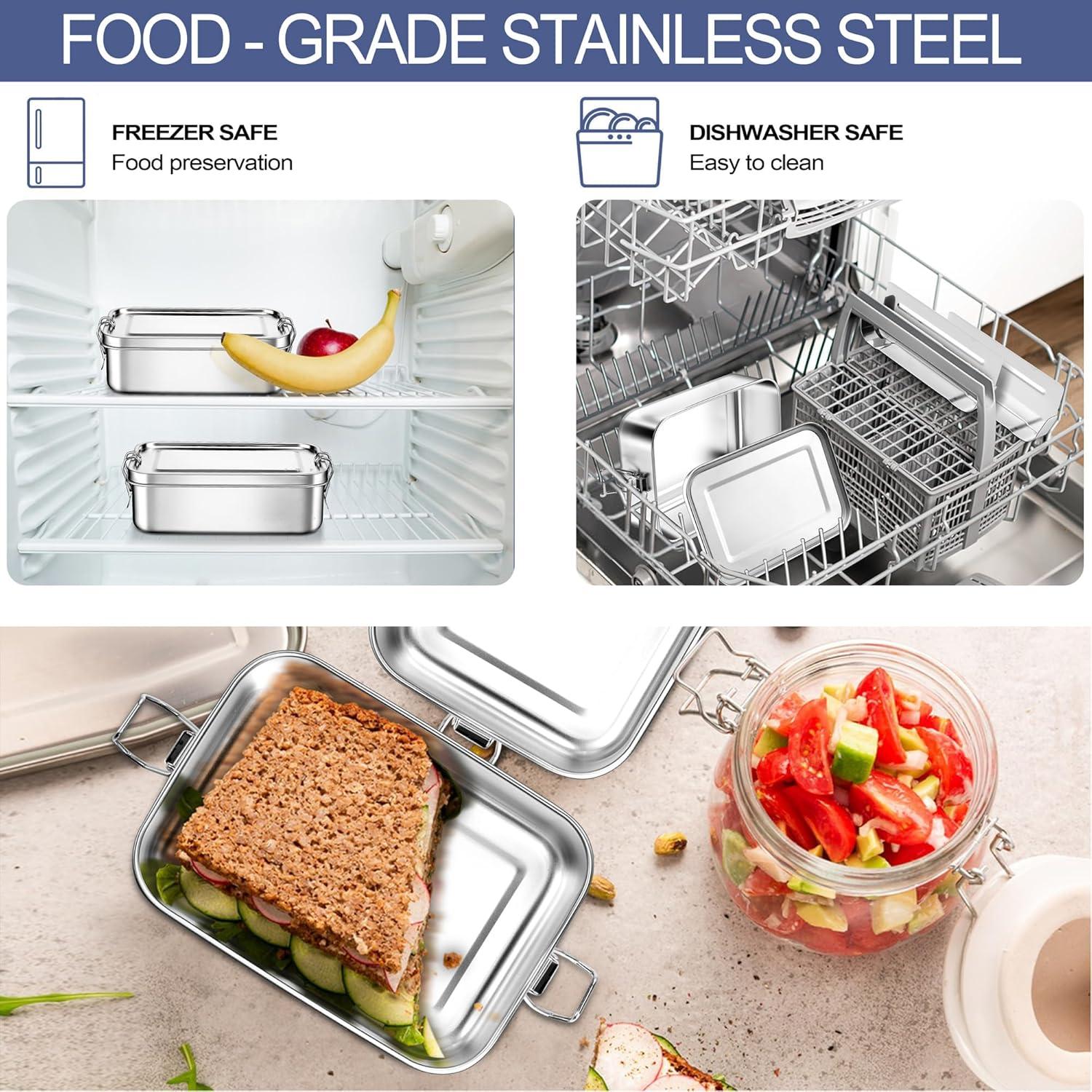 imageEfar Stainless Steel Bento Box Large 1400ml Metal Bento Lunch Box Container 49oz LeakProof Lunch Container with Lids and 2 Removable Dividers Reusable Meal Storage for Camping Picnic Travel Work2