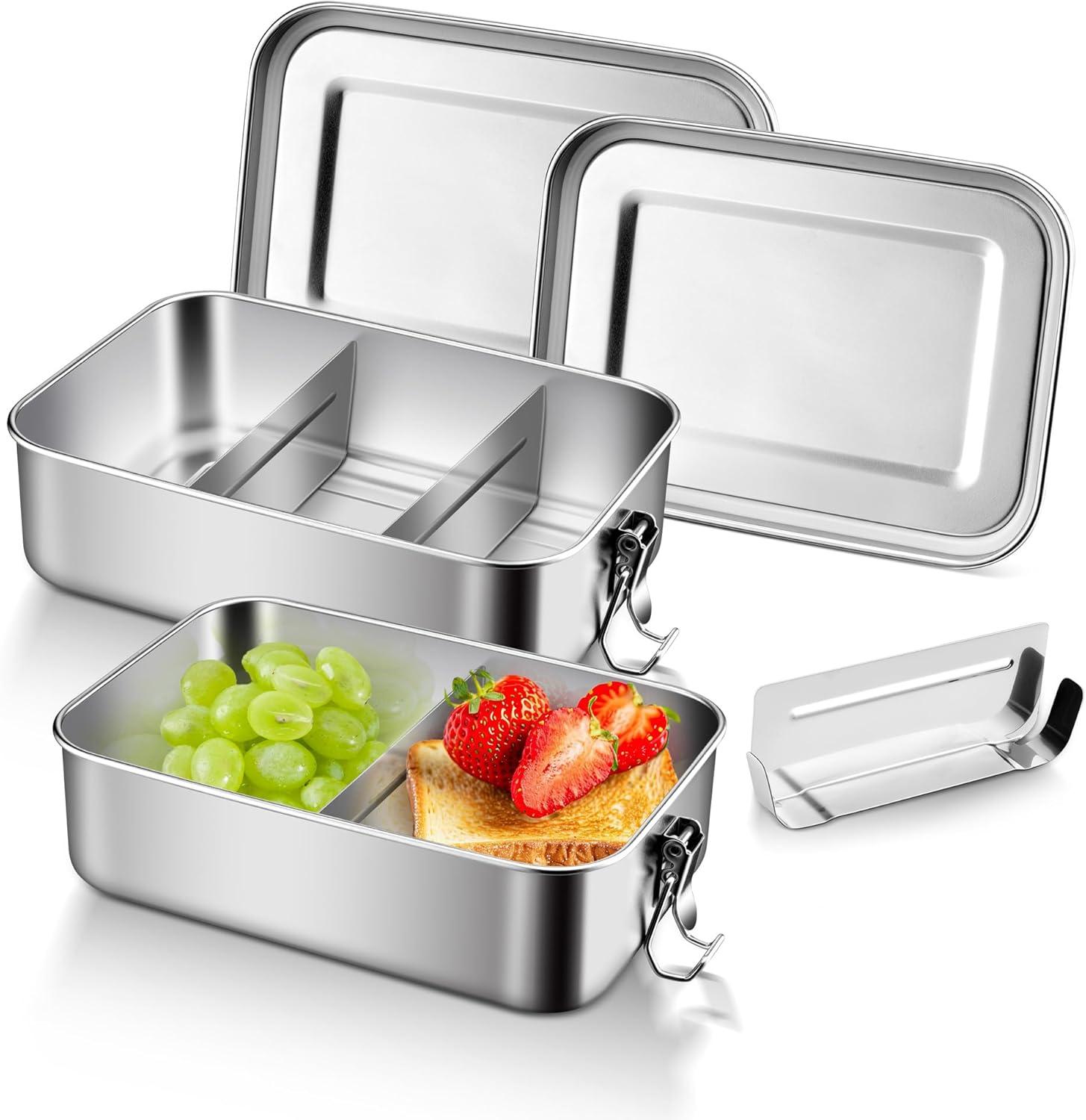 imageEfar Stainless Steel Bento Box Large 1400ml Metal Bento Lunch Box Container 49oz LeakProof Lunch Container with Lids and 2 Removable Dividers Reusable Meal Storage for Camping Picnic Travel Work2
