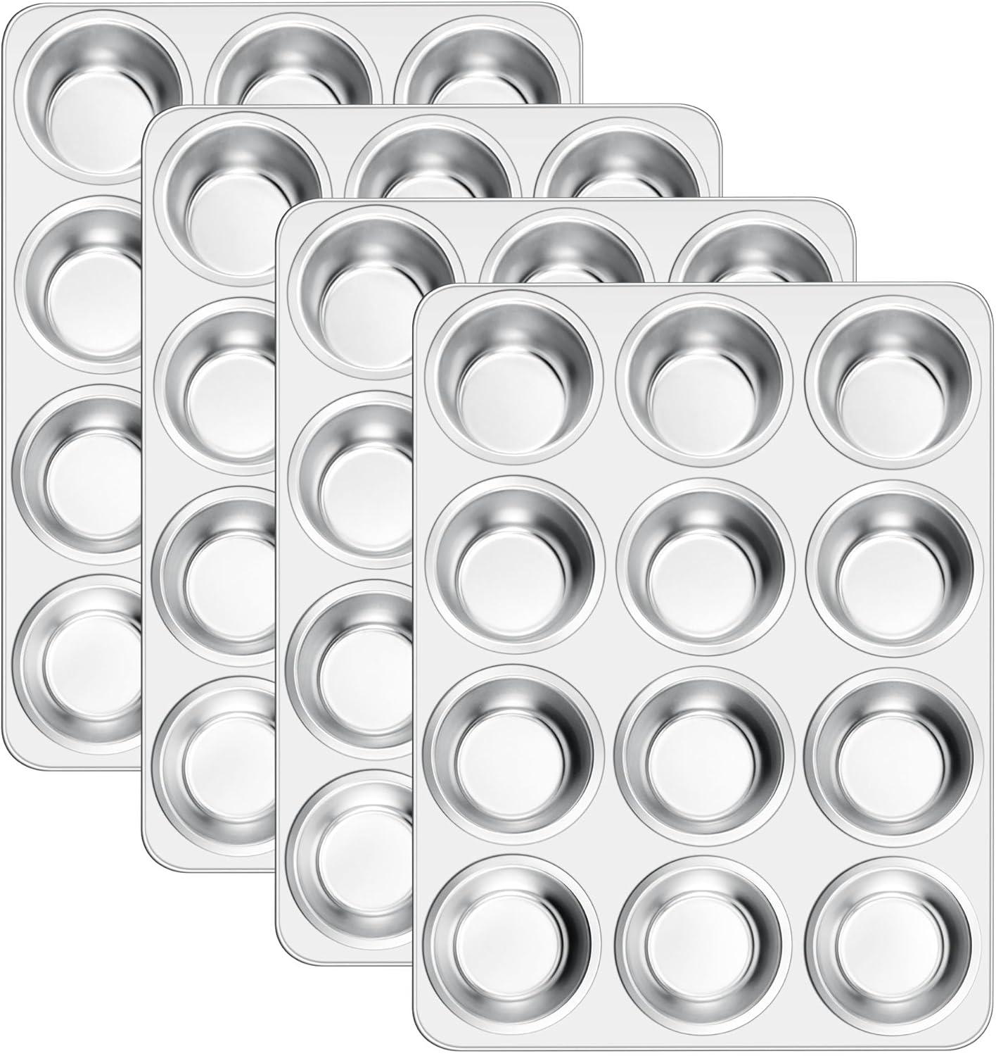 imageEfar Stainless Steel Muffin Pan Set of 5 12 Cups Cupcake Pans Tins for Baking NonToxic Metal Muffin Tray Molds for Small Mini Cupcake Heavy Duty amp Regular Size Rust Free amp Dishwasher SafeSilver