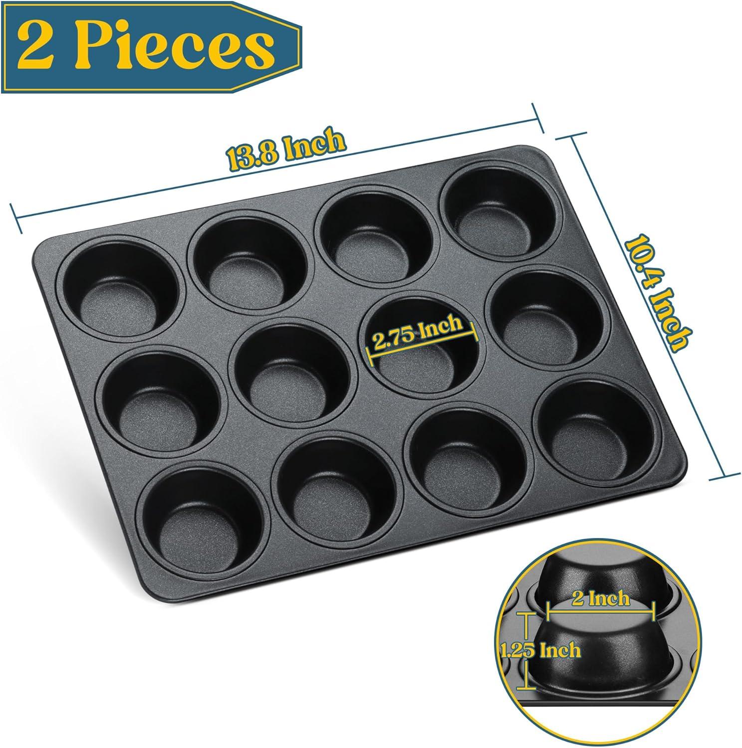 imageEfar Stainless Steel Muffin Pan Set of 5 12 Cups Cupcake Pans Tins for Baking NonToxic Metal Muffin Tray Molds for Small Mini Cupcake Heavy Duty amp Regular Size Rust Free amp Dishwasher SafeBlack