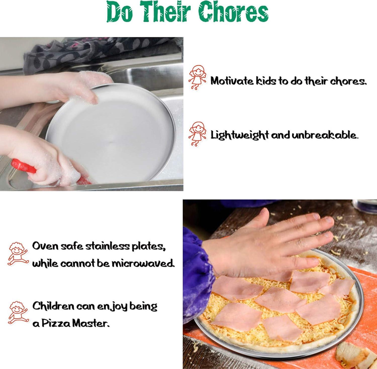 imageEfar Stainless Steel Plates Set of 4 8inch Metal Dinner Plates for Kids Toddlers Great for SelffeedingPicnicOutdoor Camping Healthy amp Nontoxic Shatterproof amp Dishwasher SafeSilver