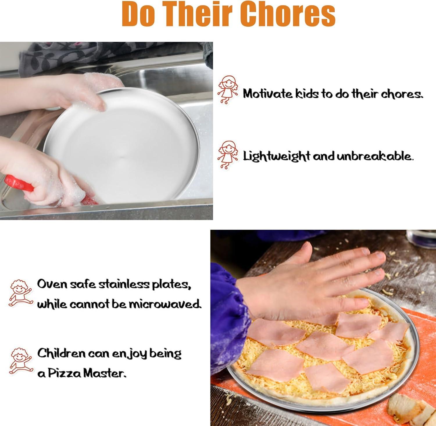 imageEfar Stainless Steel Plates Set of 4 8inch Metal Dinner Plates for Kids Toddlers Great for SelffeedingPicnicOutdoor Camping Healthy amp Nontoxic Shatterproof amp Dishwasher SafeSilver