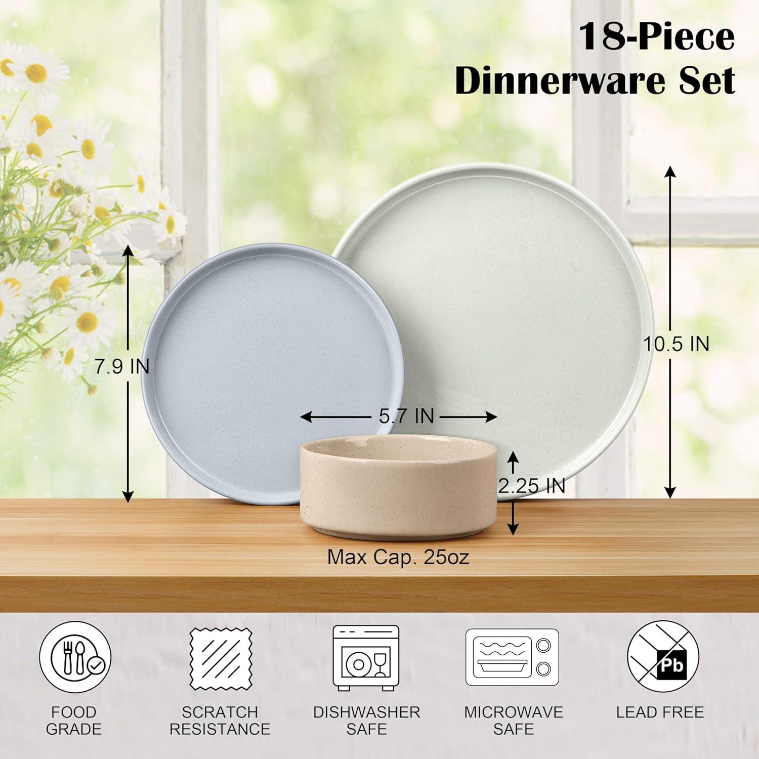 imageEfar Stoneware Dinnerware Sets for 4 12Piece Reactive Glaze Plates and Bowls Sets Kitchen Ceramic Dishes Dinning Ware Microwave amp Dishwasher Safe Deep GrayMulticolor