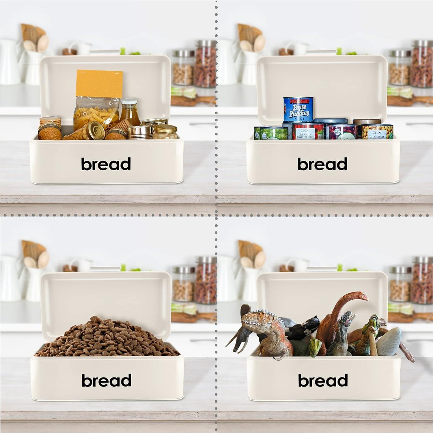 imageEfar Vintage Bread Box for Kitchen Countertop Black Metal Bread Storage Container Retro Bread Bin for PastriesLoavesDry Food Large Capacity amp Modern Design 167 x 9 x 64Cream