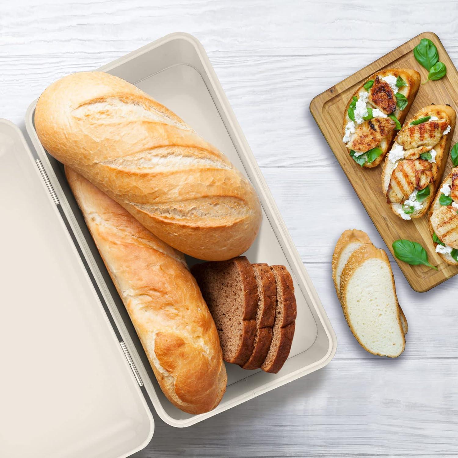 imageEfar Vintage Bread Box for Kitchen Countertop Black Metal Bread Storage Container Retro Bread Bin for PastriesLoavesDry Food Large Capacity amp Modern Design 167 x 9 x 64Cream