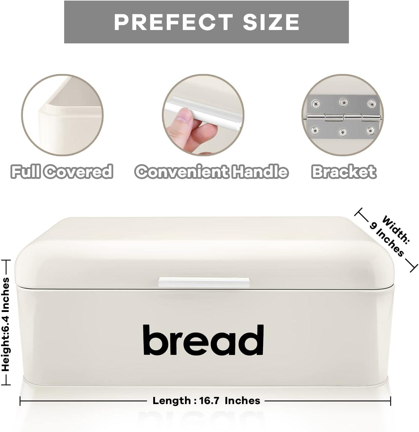 imageEfar Vintage Bread Box for Kitchen Countertop Black Metal Bread Storage Container Retro Bread Bin for PastriesLoavesDry Food Large Capacity amp Modern Design 167 x 9 x 64Cream