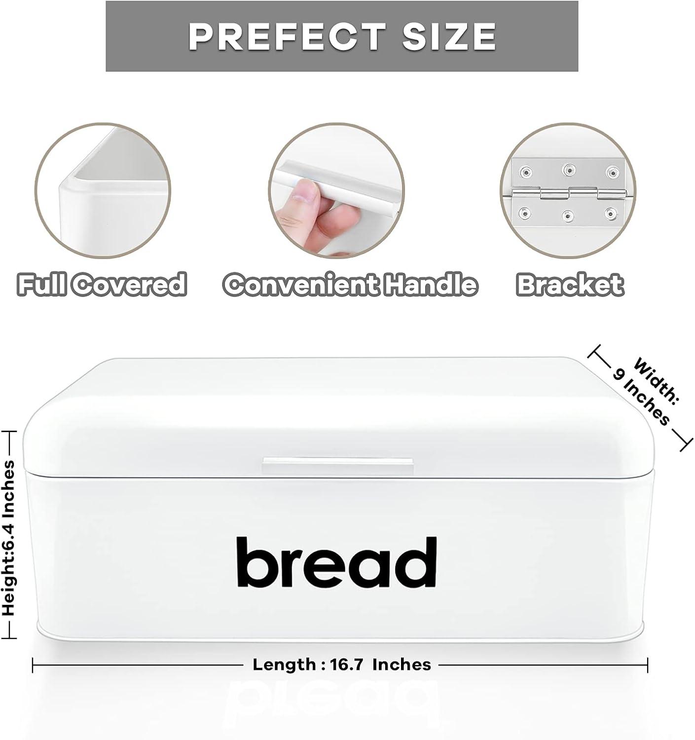 imageEfar Vintage Bread Box for Kitchen Countertop Black Metal Bread Storage Container Retro Bread Bin for PastriesLoavesDry Food Large Capacity amp Modern Design 167 x 9 x 64White