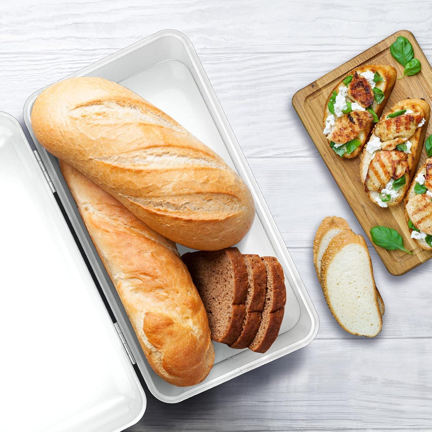 imageEfar Vintage Bread Box for Kitchen Countertop Black Metal Bread Storage Container Retro Bread Bin for PastriesLoavesDry Food Large Capacity amp Modern Design 167 x 9 x 64White