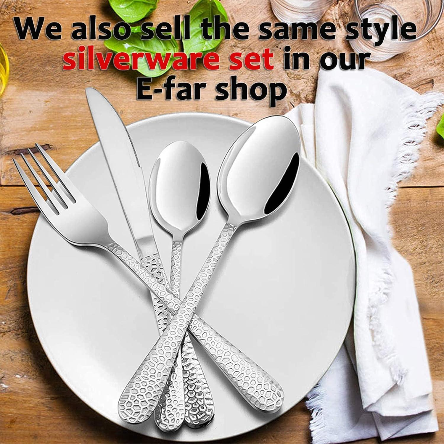 imageHammered Dinner Forks Set Efar 6Piece Stainless Steel Salad Flatware Forks Use for Home Kitchen Restaurant Round Edge amp Mirror Polished Dishwasher safe 79 Inches67 Inches