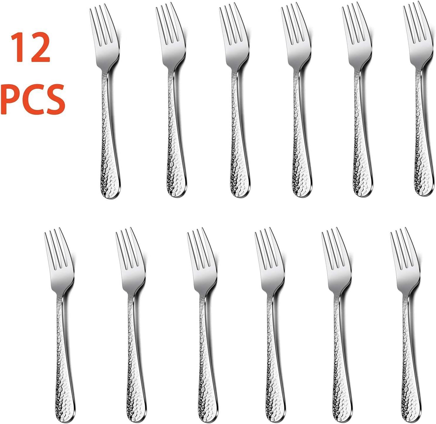 imageHammered Dinner Forks Set Efar 6Piece Stainless Steel Salad Flatware Forks Use for Home Kitchen Restaurant Round Edge amp Mirror Polished Dishwasher safe 79 Inches67 Inches
