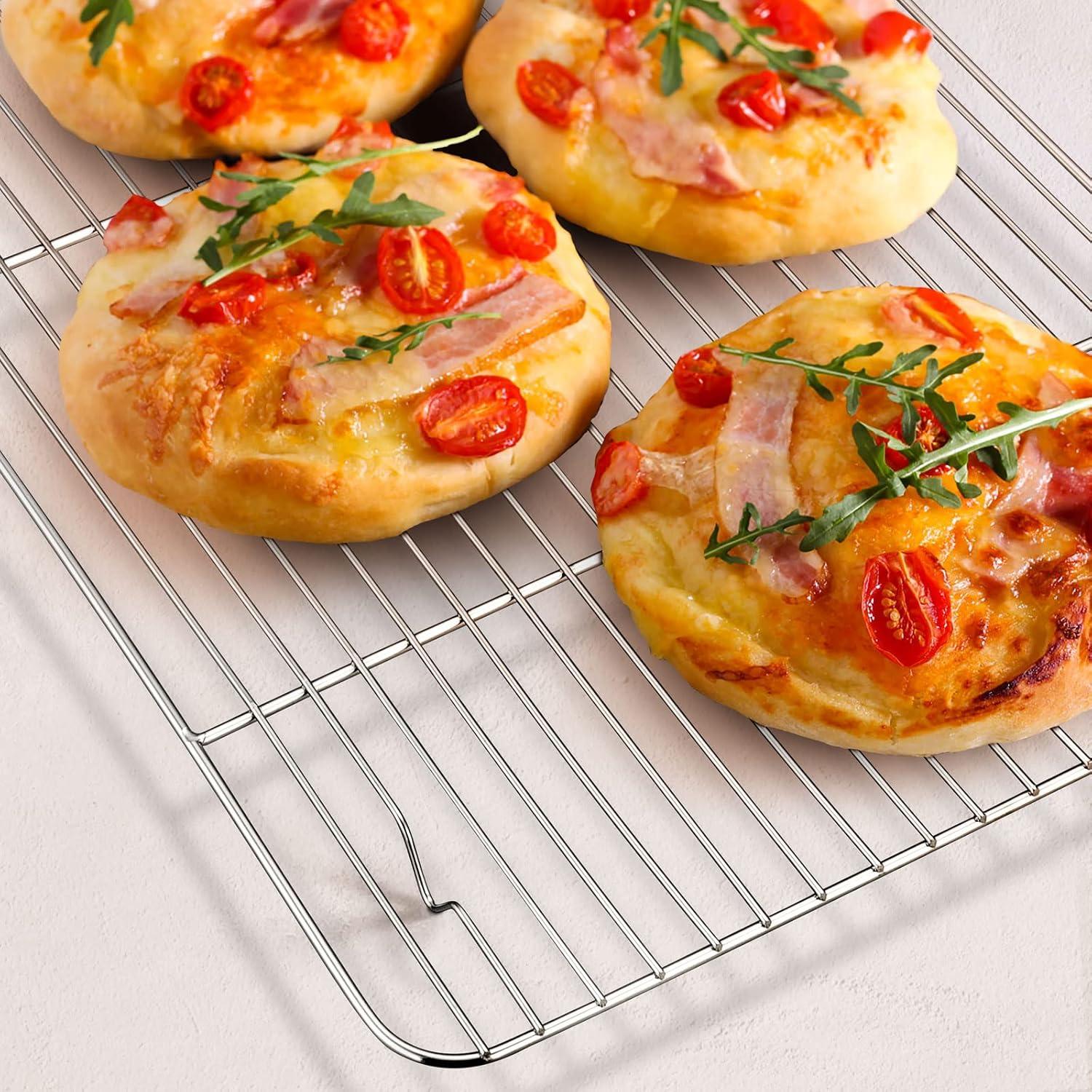 imageLarge Baking Sheet with Rack Set Efar 20x14 Stainless Steel Cookie Sheet Pan for Oven Cooking Roasting Rimmed Metal Tray with Wire Cooling Rack for Bacon Meat Steak Dishwasher Safe16x12