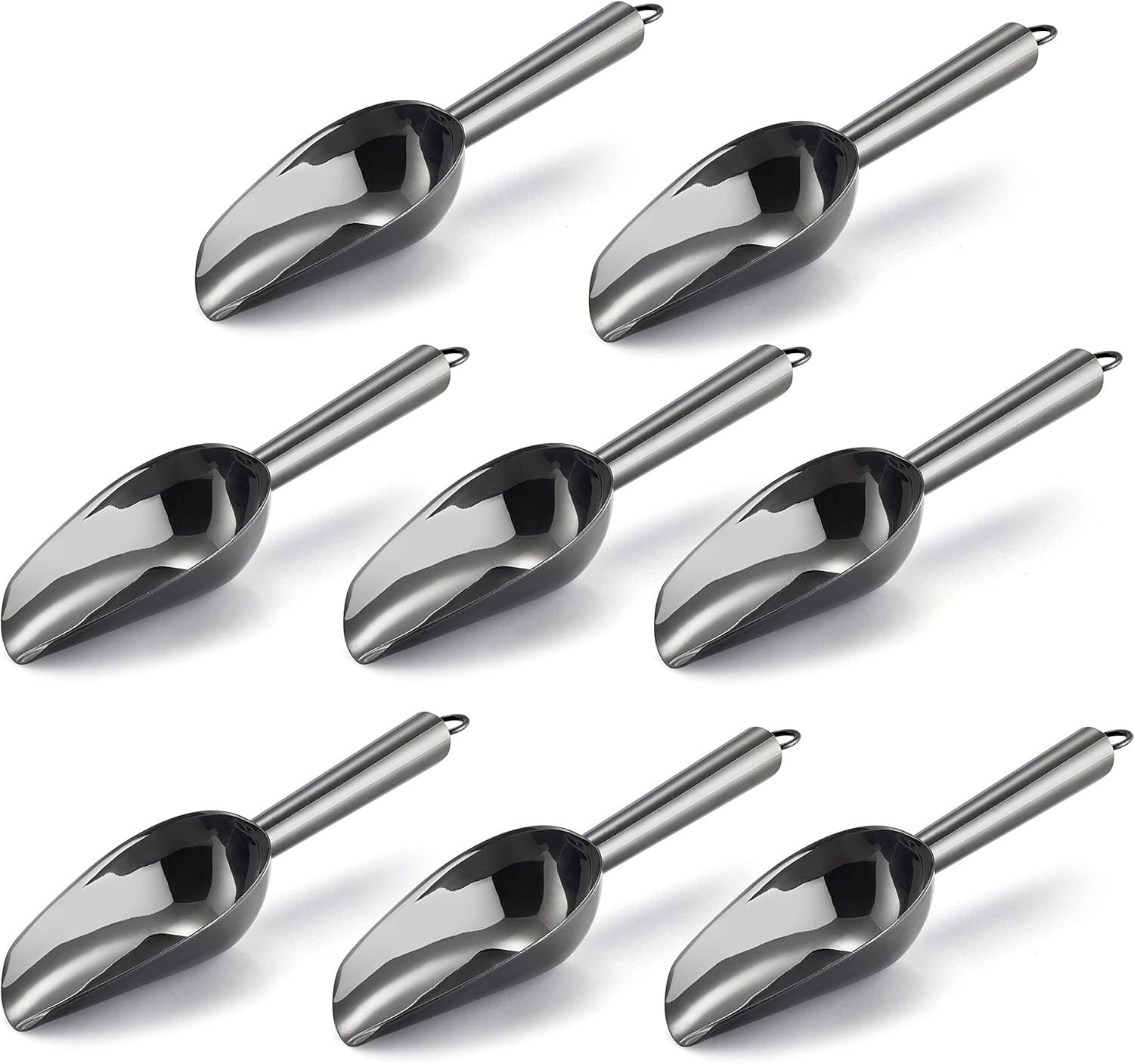 imageMini Scoop Set of 8 Efar 3 Ounce Stainless Steel Scoops for Ice CubeCandyFlourSugar Metal Utility Scoops for Weddings Dessert Buffet Canisters Food Grade amp Rust Free Easy Clean amp DishwasherBlack
