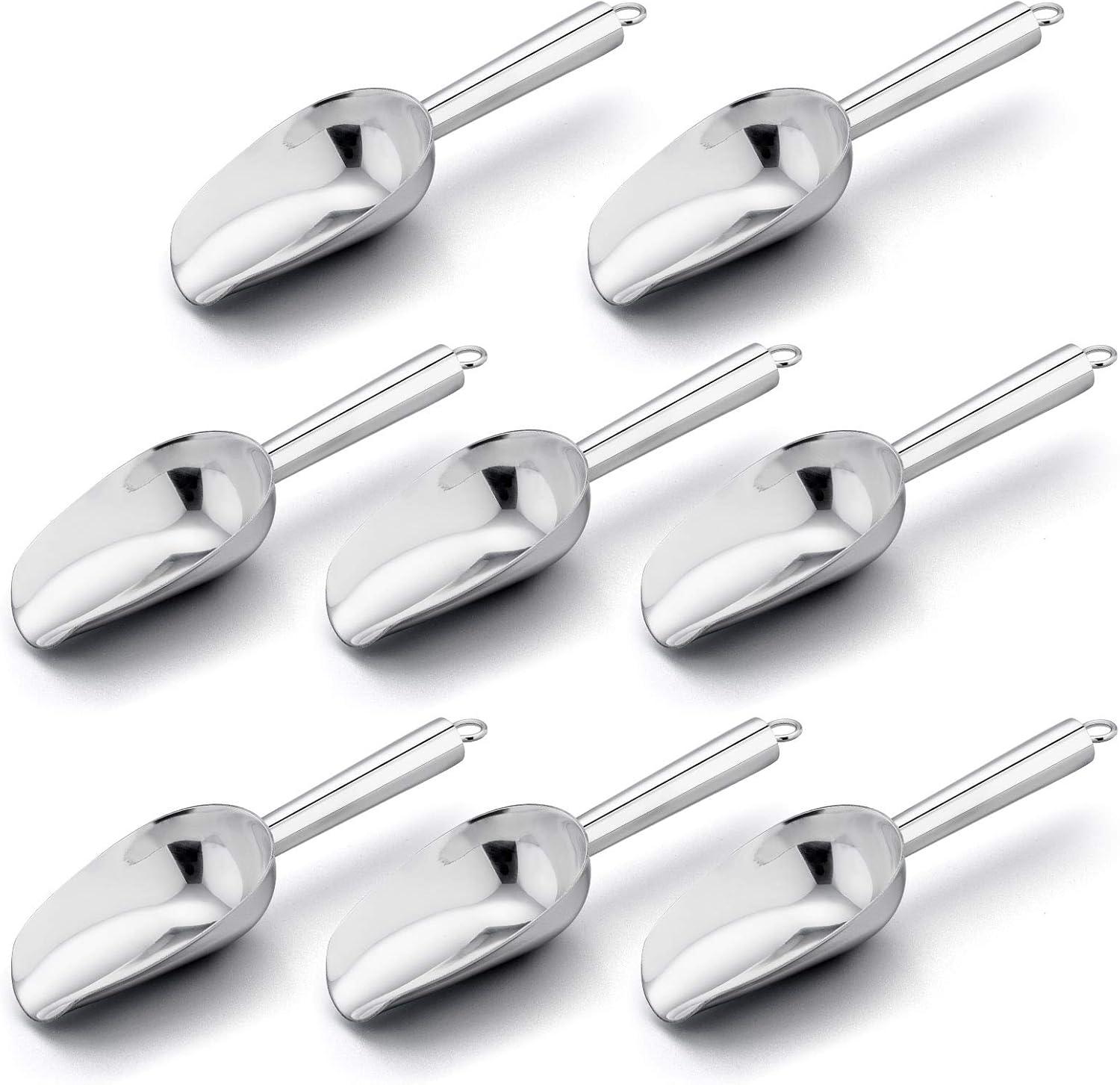 imageMini Scoop Set of 8 Efar 3 Ounce Stainless Steel Scoops for Ice CubeCandyFlourSugar Metal Utility Scoops for Weddings Dessert Buffet Canisters Food Grade amp Rust Free Easy Clean amp DishwasherSilver