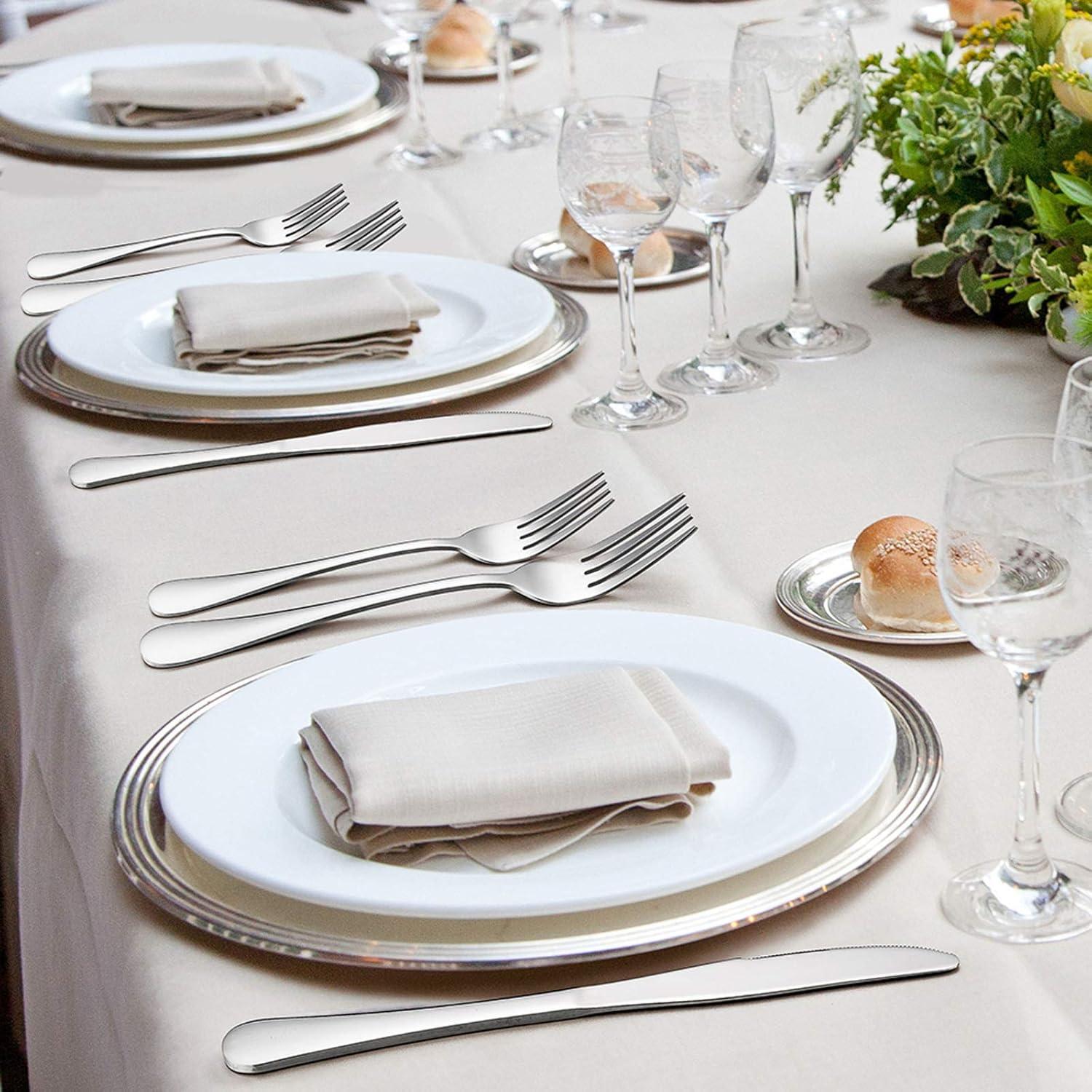 imageSilverware Set Service for 2 Efar 10Piece Stainless Steel Flatware Set Cutlery Sets Include KnifeForkSpoon Simple amp Classic Design Easy Clean amp Dishwasher SafeSimple