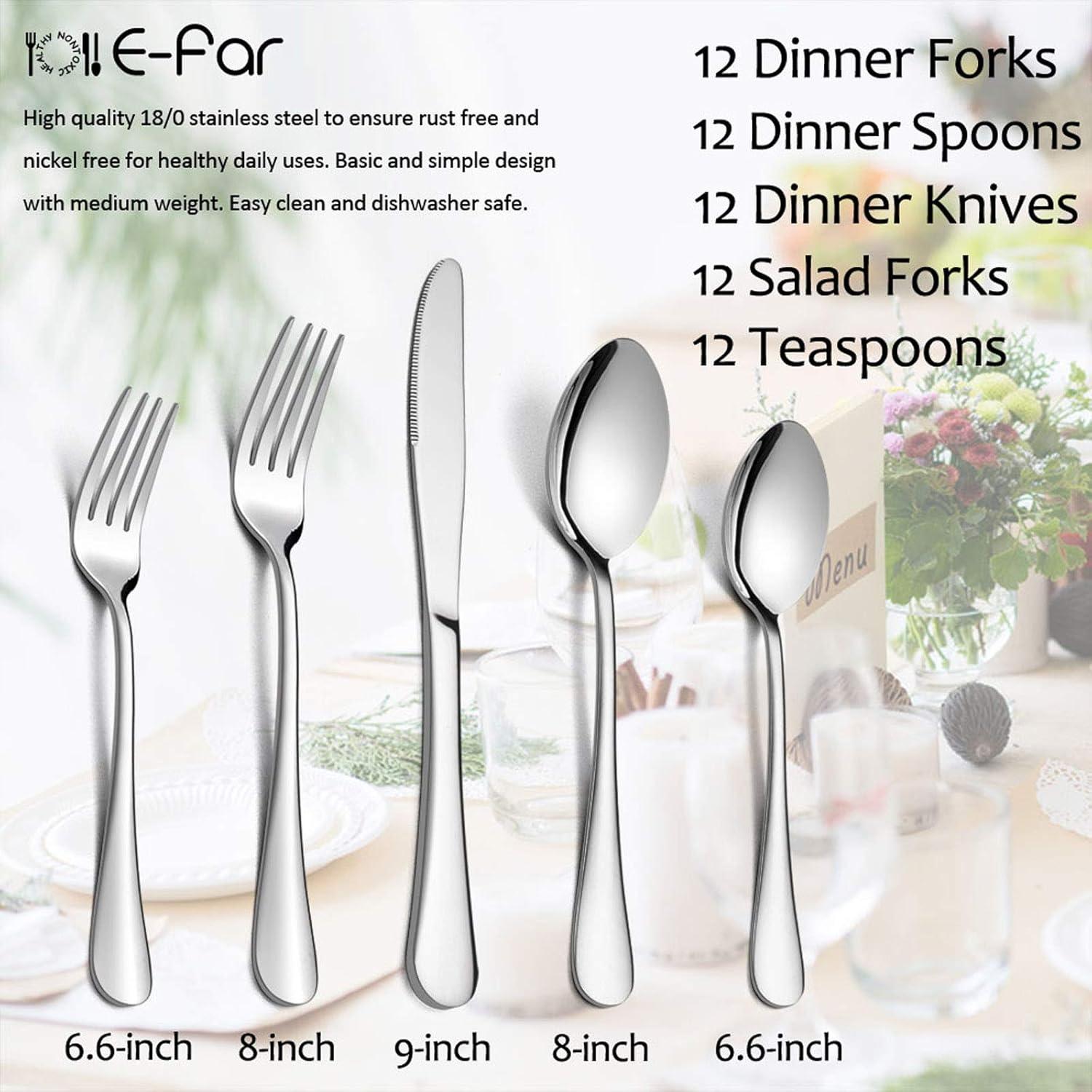 imageSilverware Set Service for 2 Efar 10Piece Stainless Steel Flatware Set Cutlery Sets Include KnifeForkSpoon Simple amp Classic Design Easy Clean amp Dishwasher SafeSimple