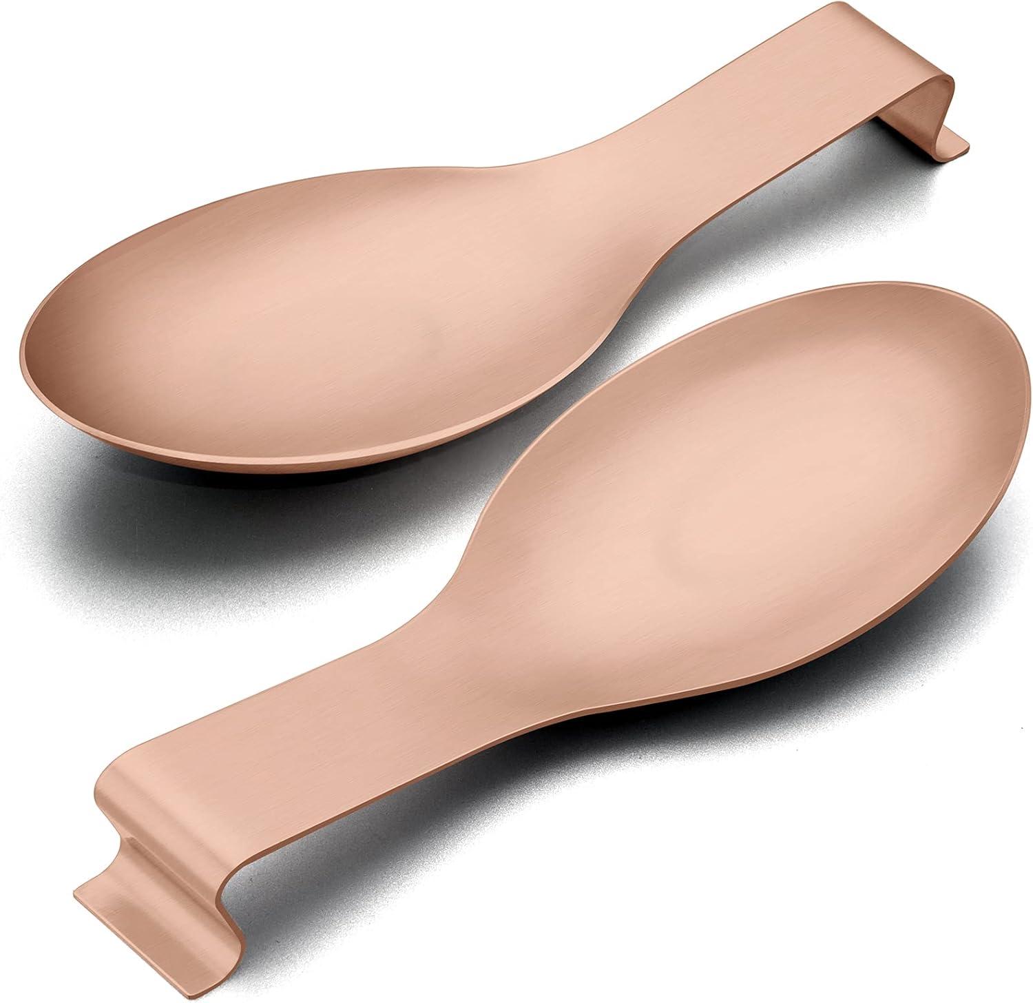 imageSpoon Rest Set of 2 Efar Stainless Steel Spoon Ladle Holder Spatula Rest for Kitchen Stove Top Large Size amp Dishwasher SafeCopper