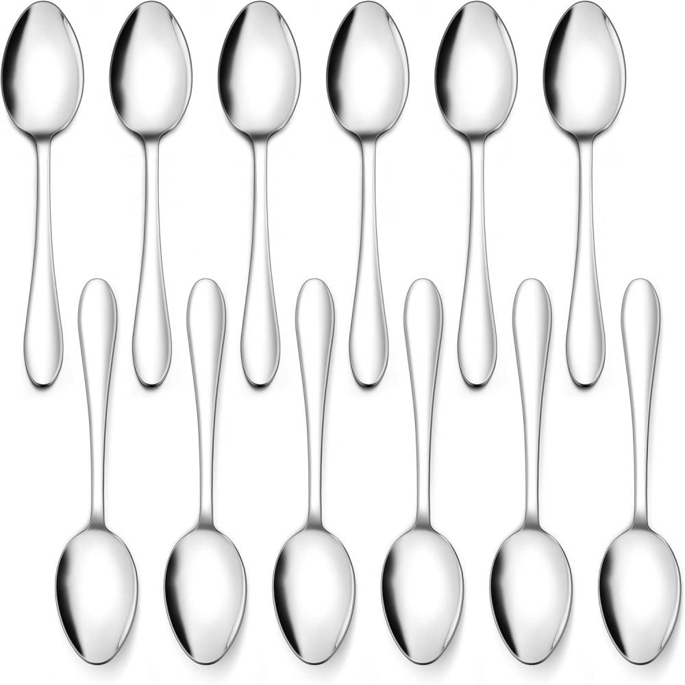 image12Piece Teaspoons Efar 67 Inches Stainless Steel Small Spoons for Home Kitchen Restaurant Mirror Polished amp Dishwasher SafeRaindrop Edged Handle