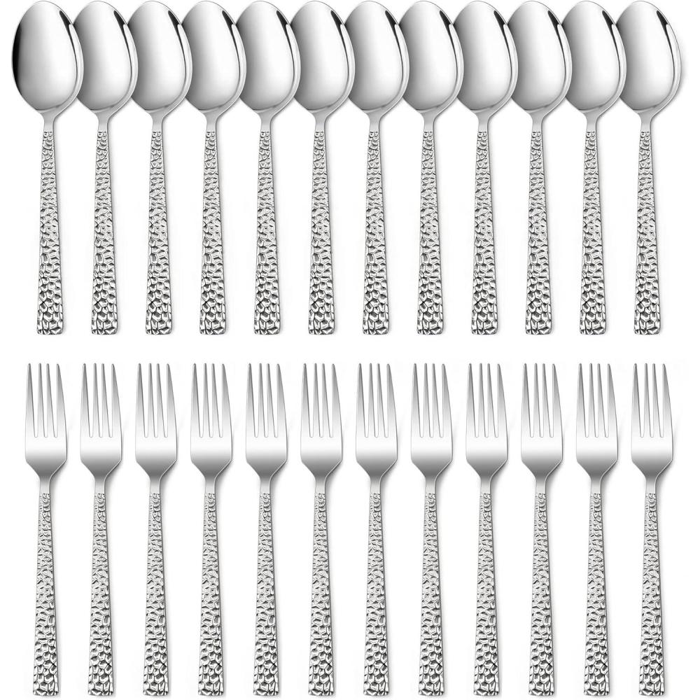 image16Piece Spoons and forks Set Efar Stainless Steel Scalloped 8 Dinner Forks and 8 Dinner Spoons Modern Metal Silverware Flatware Cutlery for Kitchen and Restaurant Dishwasher Safe79 Inch24