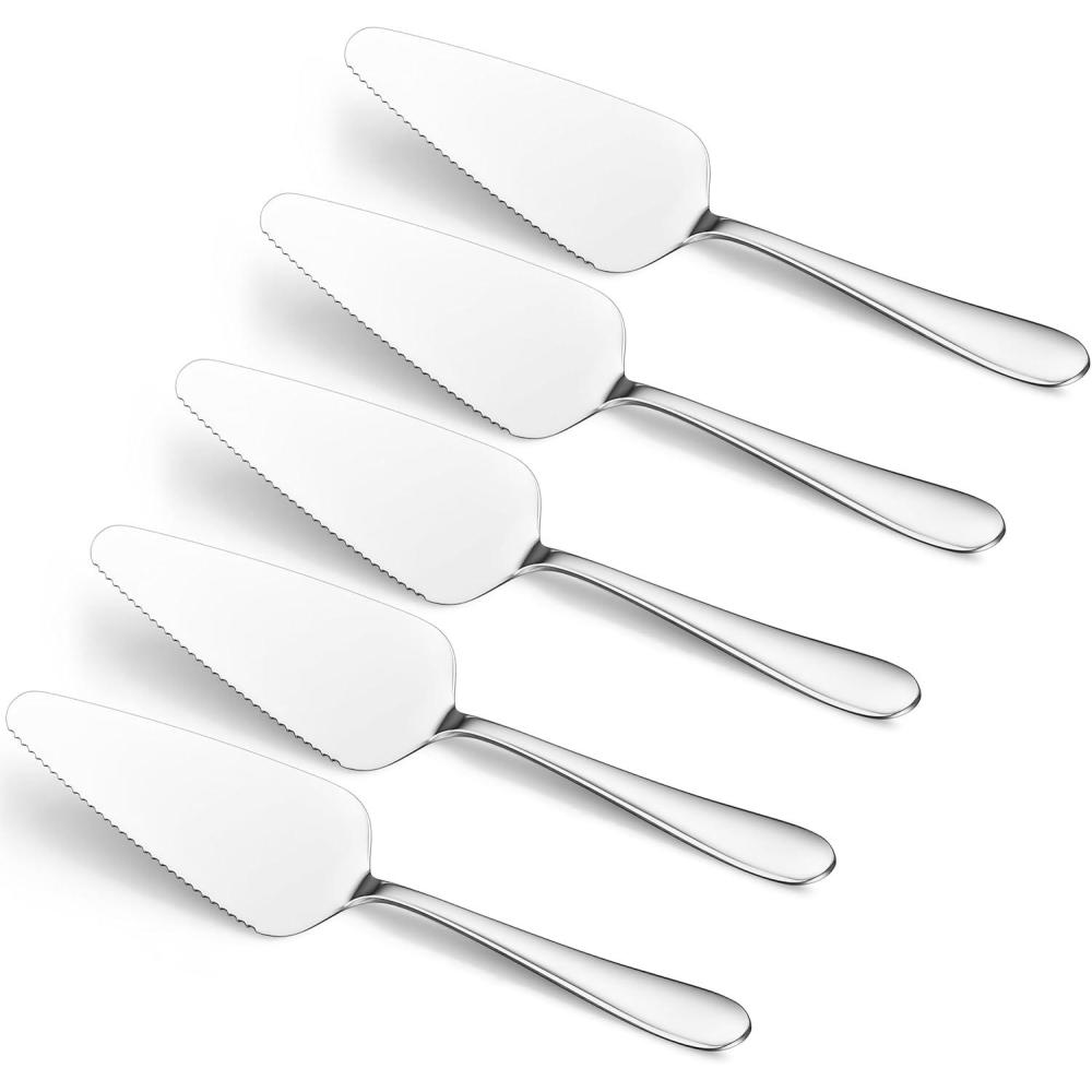 image5Piece Pie Server Efar Hammered Stainless Steel Cake Server Spatula for Cutting Pastry Cheese Pizza Serrated Edge with Square Handle Mirror Polished amp Dishwasher Safe89 InchOval Shaped Handles