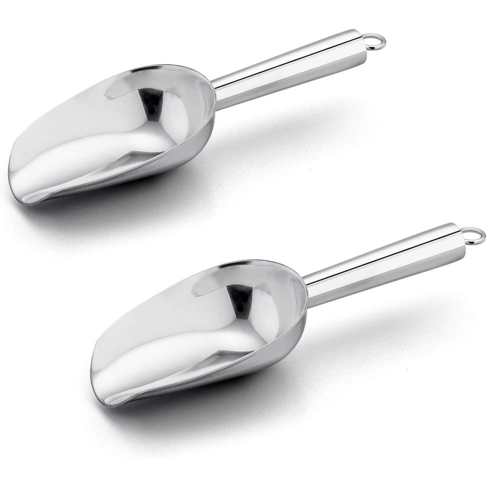 image8 Ounce Ice Scoop Set of 2 Efar Stainless Steel Scoops for Ice CubeCandyFlourSugar Metal Utility Scoops for Party Baking Kitchen Pantry Rust Free amp Dishwasher Safe8 Ounce