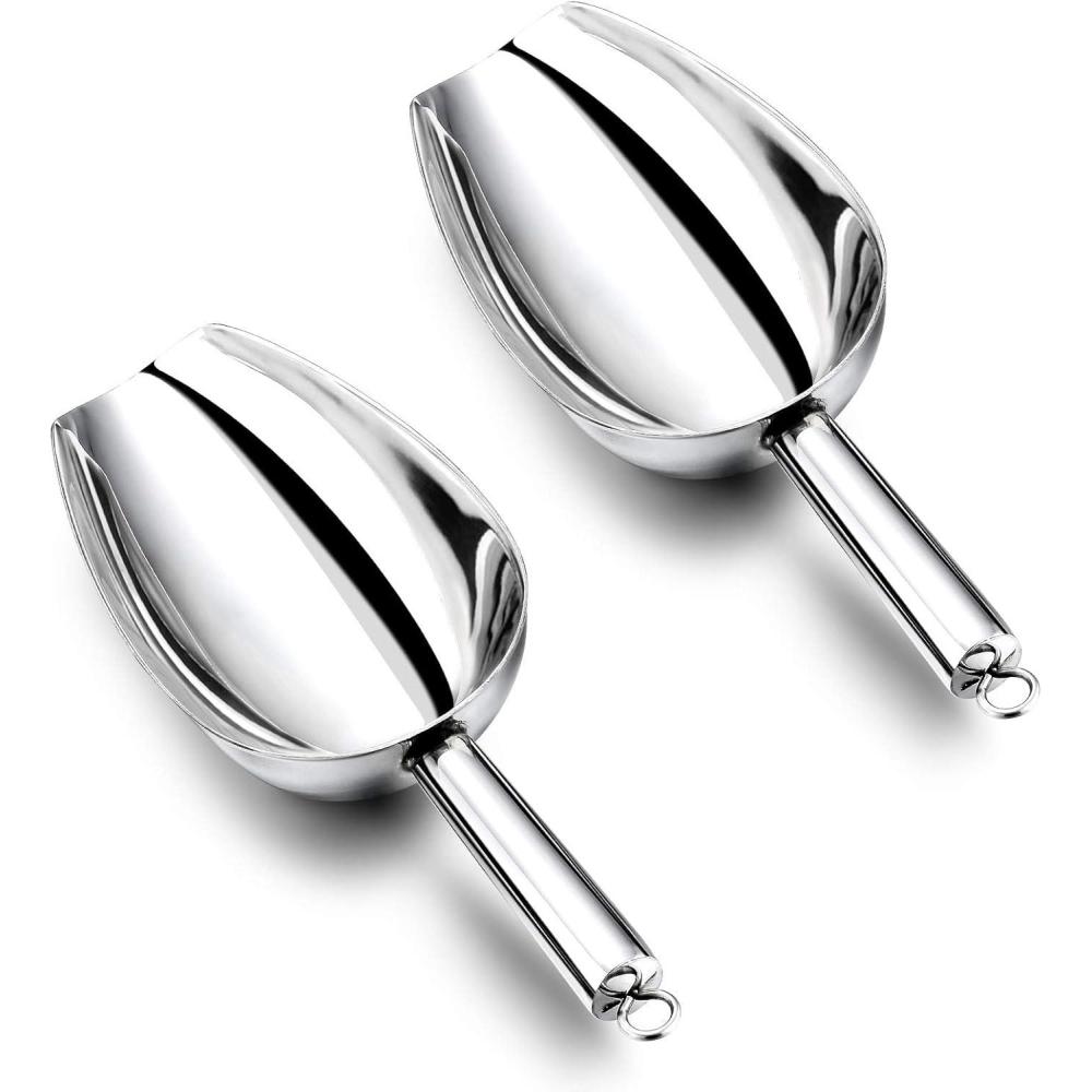 image8 Ounce Ice Scoop Set of 2 Efar Stainless Steel Scoops for Ice CubeCandyFlourSugar Metal Utility Scoops for Party Baking Kitchen Pantry Rust Free amp Dishwasher Safe12 Ounce