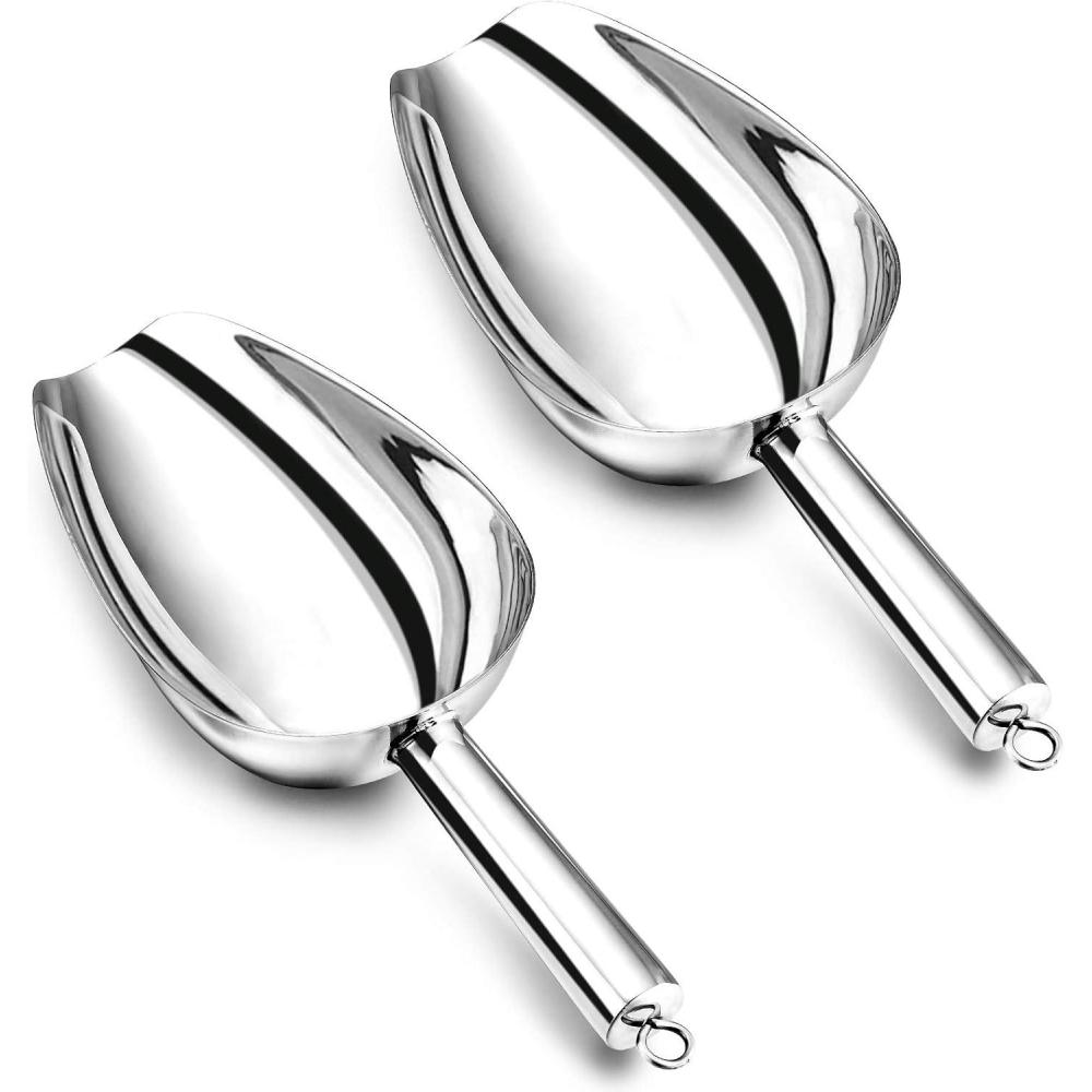 image8 Ounce Ice Scoop Set of 2 Efar Stainless Steel Scoops for Ice CubeCandyFlourSugar Metal Utility Scoops for Party Baking Kitchen Pantry Rust Free amp Dishwasher Safe24 Ounce