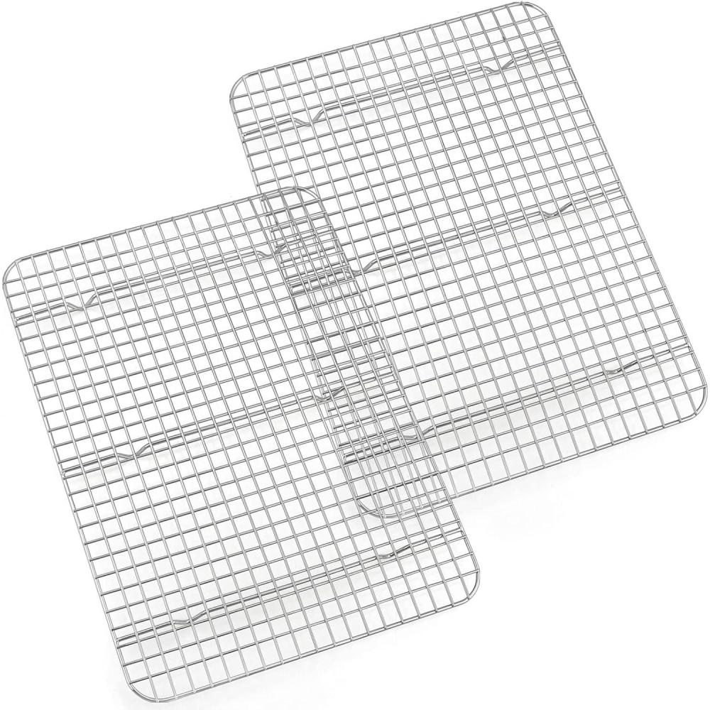 imageBaking Cooling Rack Set of 2 Efar 165x115 Stainless Steel Metal Roasting Cooking Racks Fits in Half Sheet Cookie Pans Non Toxic amp Rust Free Oven Proof amp Dishwasher SafeGrid166 x 116