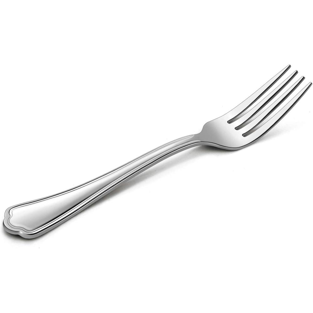 imageDinner Forks Set of 12 Efar 79 Inch Stainless Steel Forks for Home Kitchen or Restaurant Nontoxic amp Mirror Polished Scalloped Edge amp Dishwasher Safe79 Inches