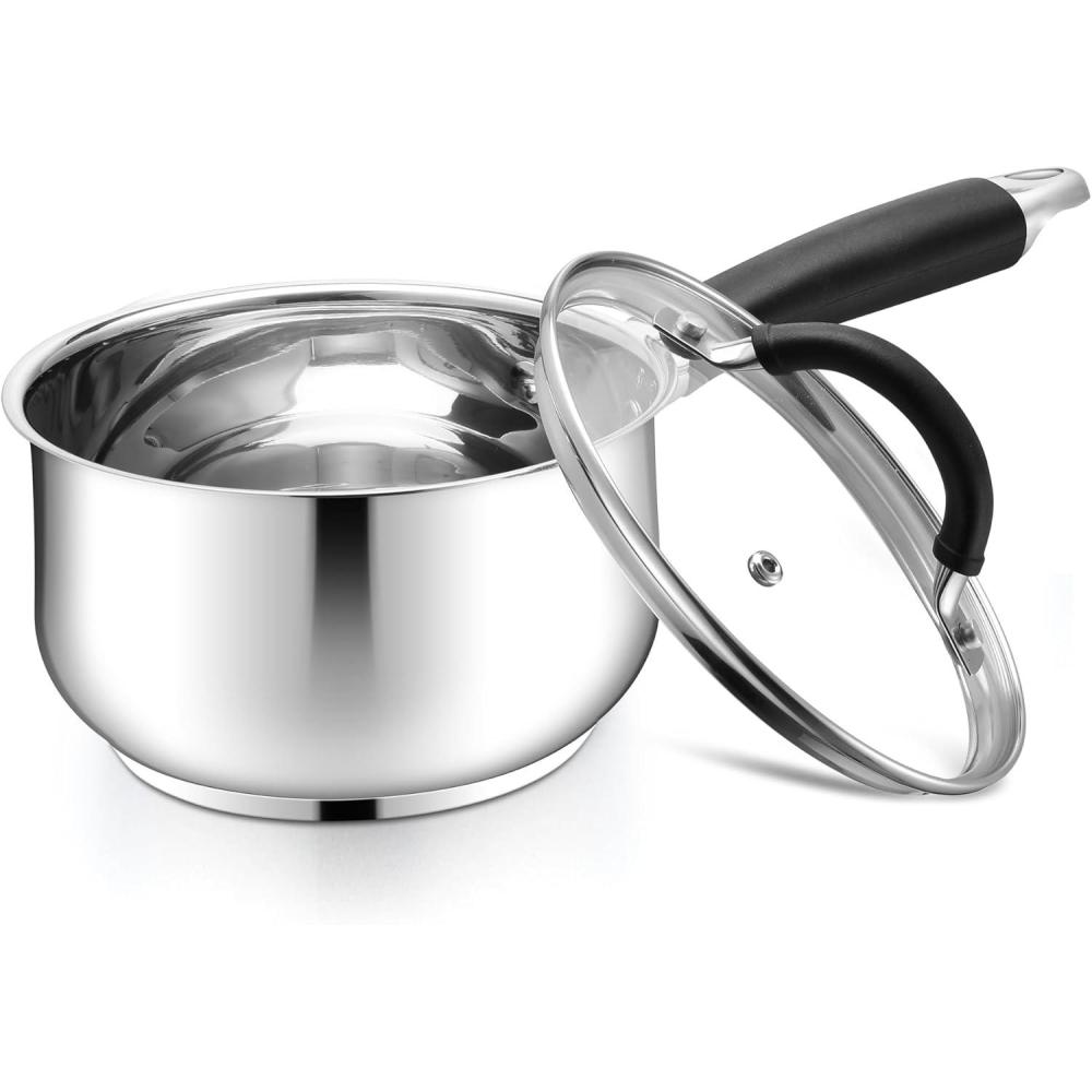imageEfar 1 Quart Sauce Pan with Lid TriPly Base Stainless Steel Small Saucepan with StayCool Handle Nontoxic Kitchen Cooking Sauce Pot Compatible with All Cooktops Dishwasher Safe2 Quart
