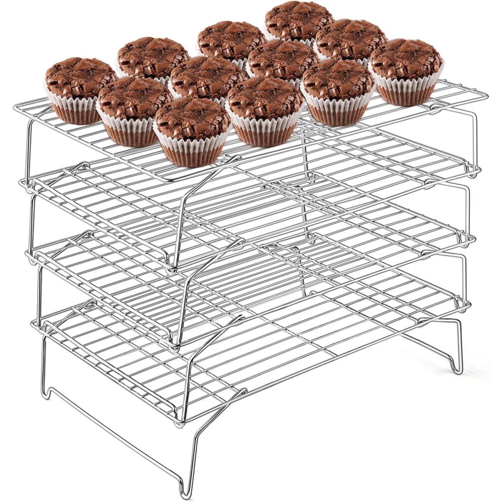 imageEfar 4Tier Cooling Rack 15x101 Stainless Steel Stackable Wire Cooling Rack for Baking Cooking Cookies Folding Leg amp Nontoxic Oven Safe amp Dishwasher Safe1